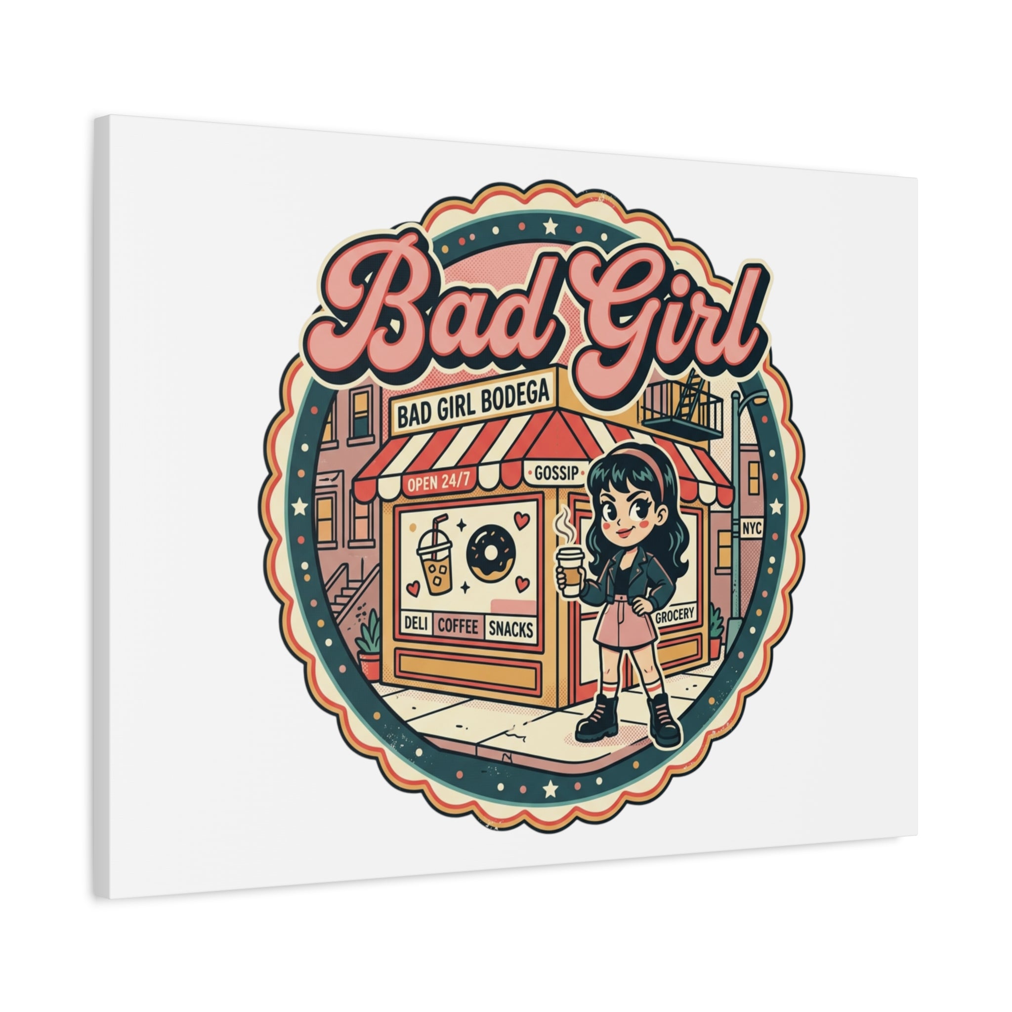 Bad Girl Bodega Canvas Print | Bodega, NYC, Y2K Corner Store Art