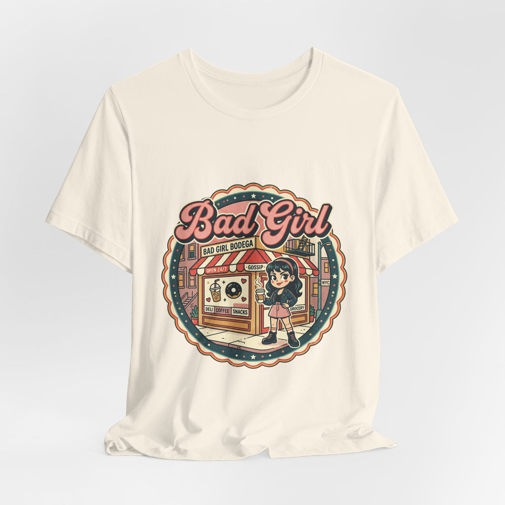 Bad Girl Bodega Tee | NYC bodega, Y2K cherries, Spanglish corner store