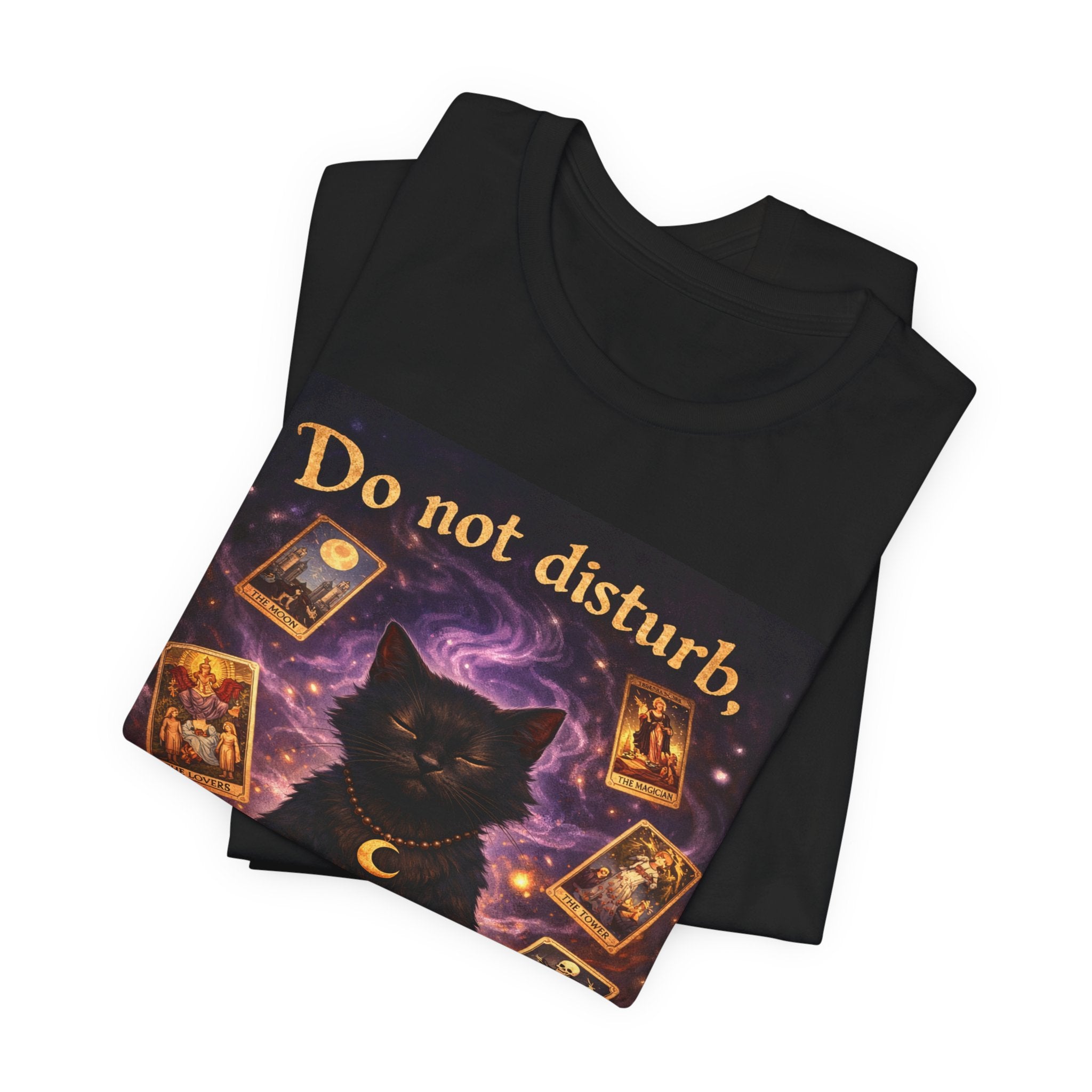 Do Not Disturb Cat Coffee Tee — Mystic Black Cat Tarot T-Shirt