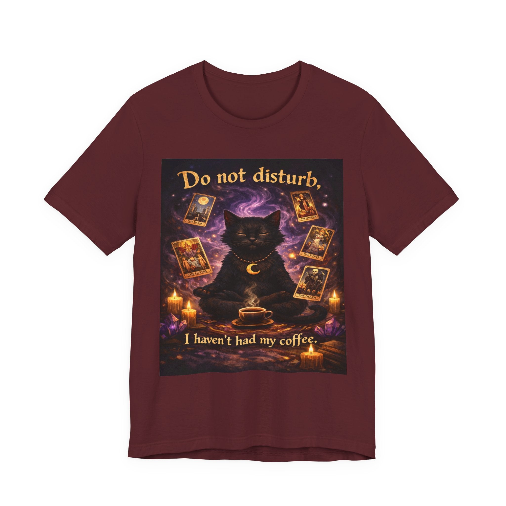 Do Not Disturb Cat Coffee Tee — Mystic Black Cat Tarot T-Shirt