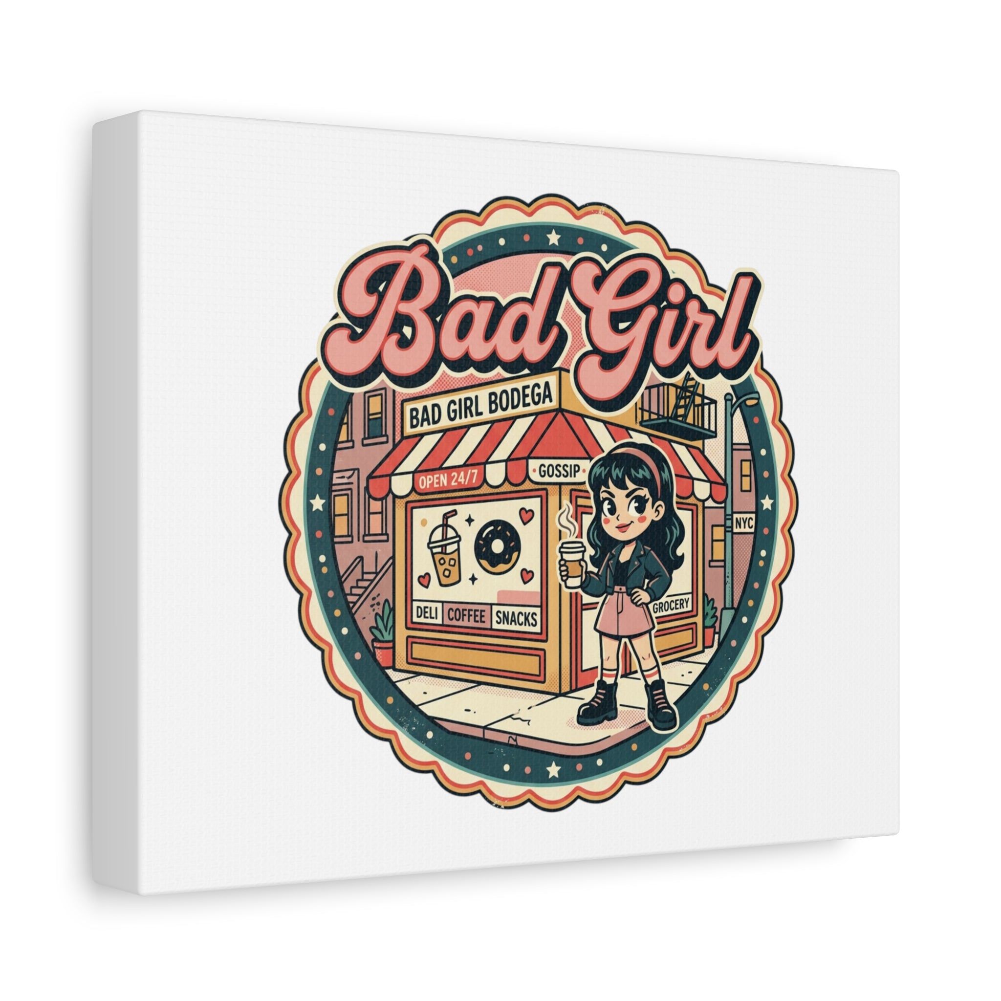 Bad Girl Bodega Canvas Print | Bodega, NYC, Y2K Corner Store Art