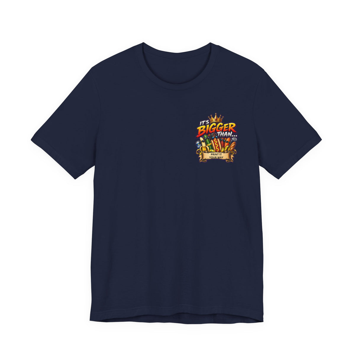 T-Shirt — "It's Bigger Than..." Retro Hot Dog & Snacks Graphic Tee