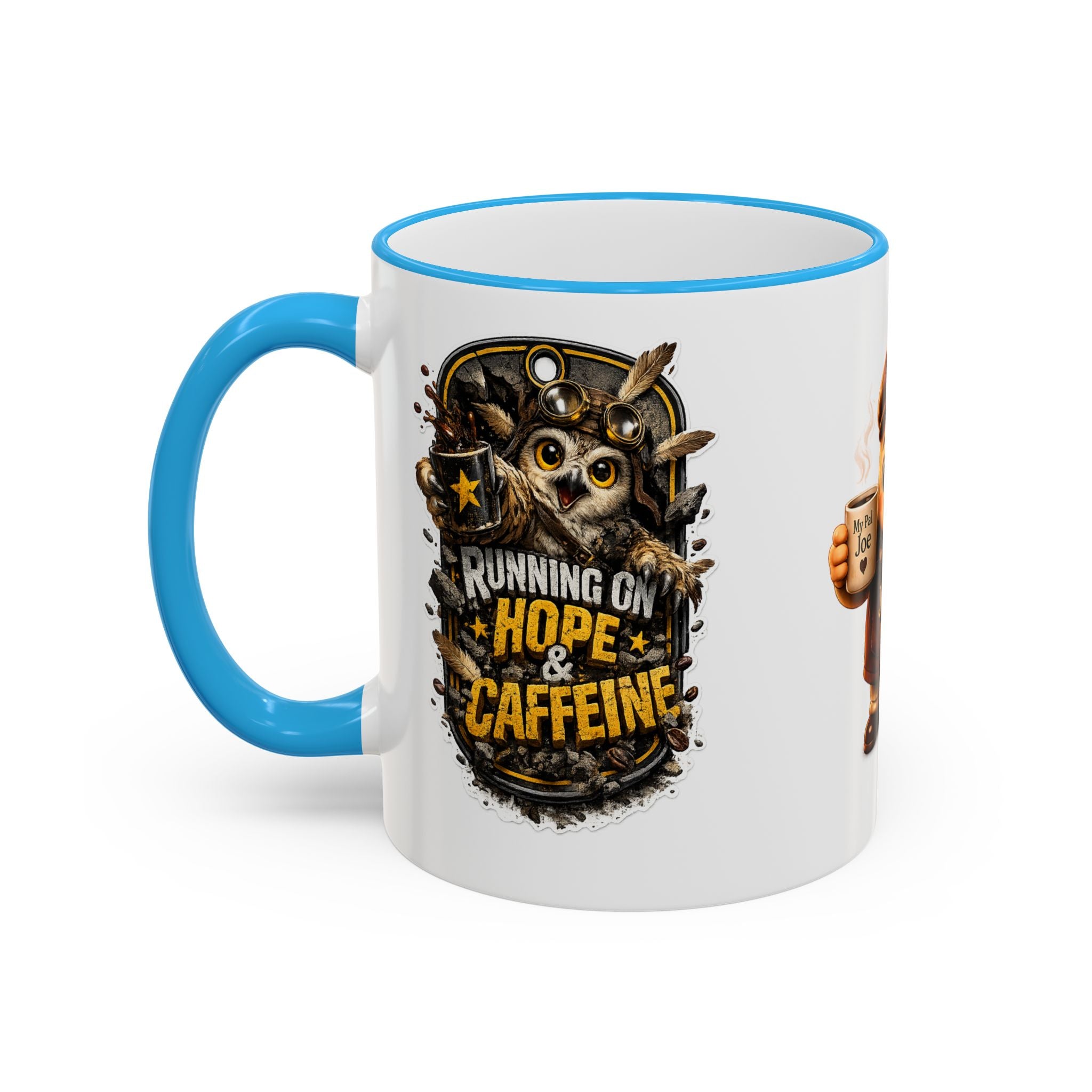Running on Hope and Caffeine — 'My First Cup of Joe' Vintage Coffee Character (11oz/15oz)