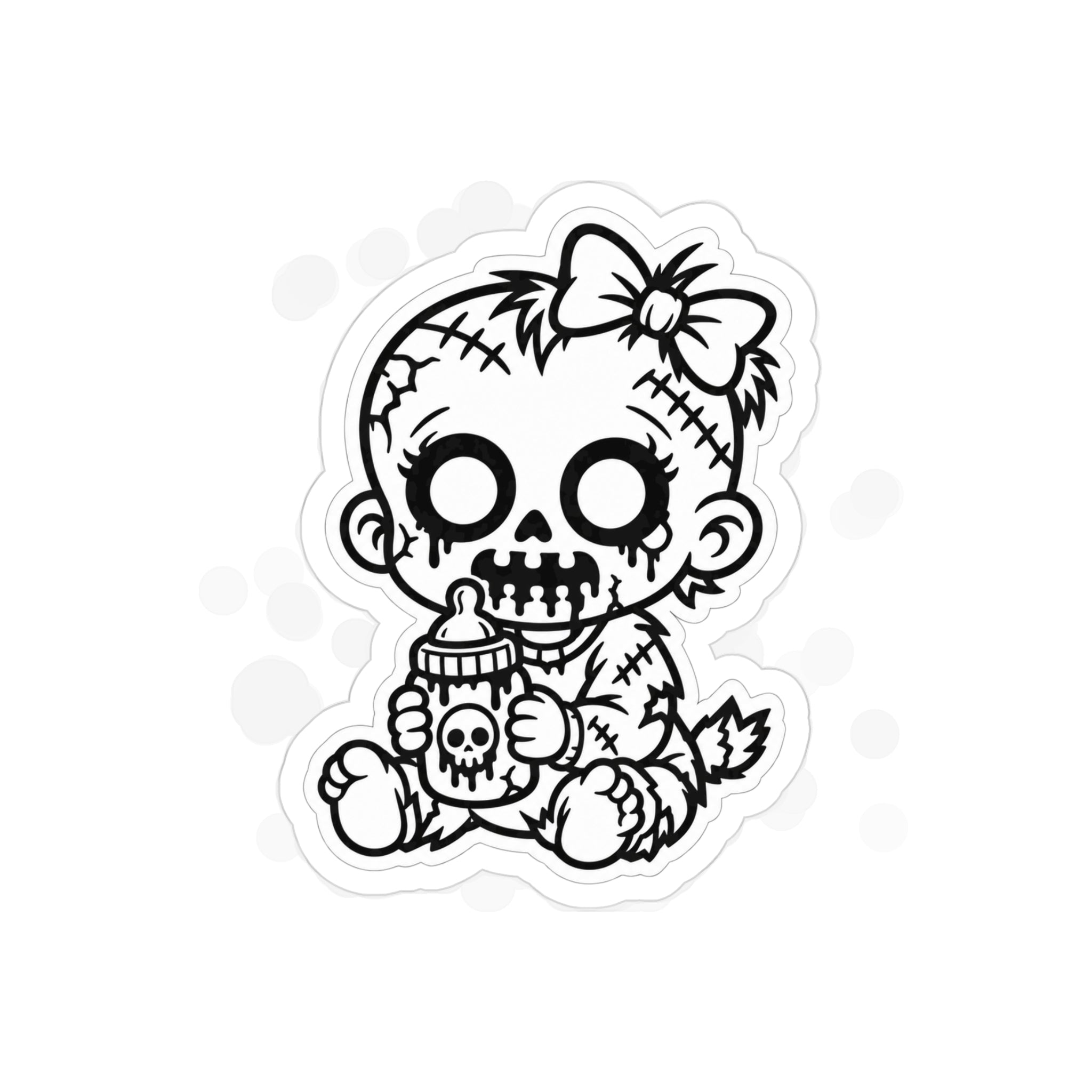 Creepy Cute Baby girl Skull Die-Cut Sticker — Transparent Outdoor Sticker
