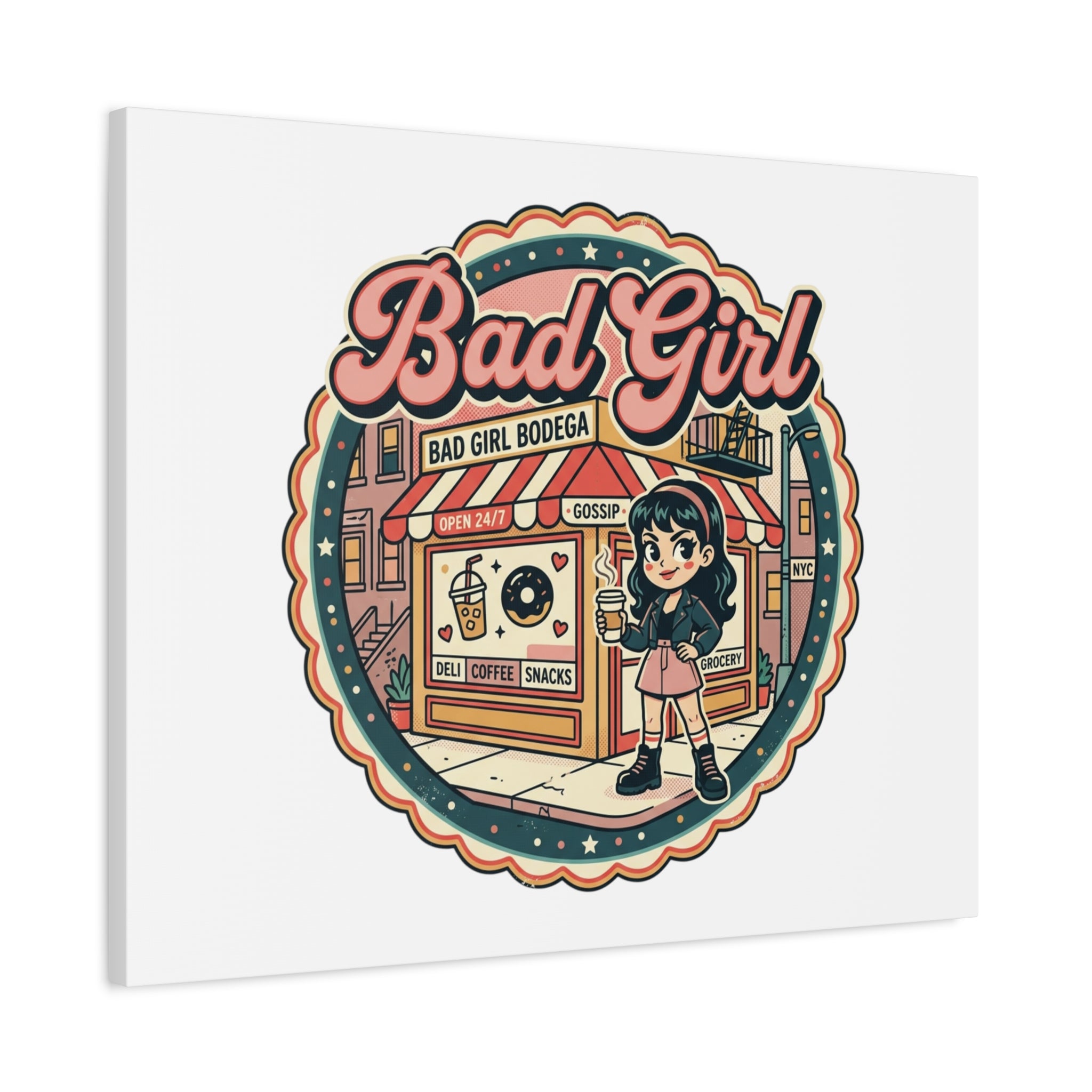 Bad Girl Bodega Canvas Print | Bodega, NYC, Y2K Corner Store Art