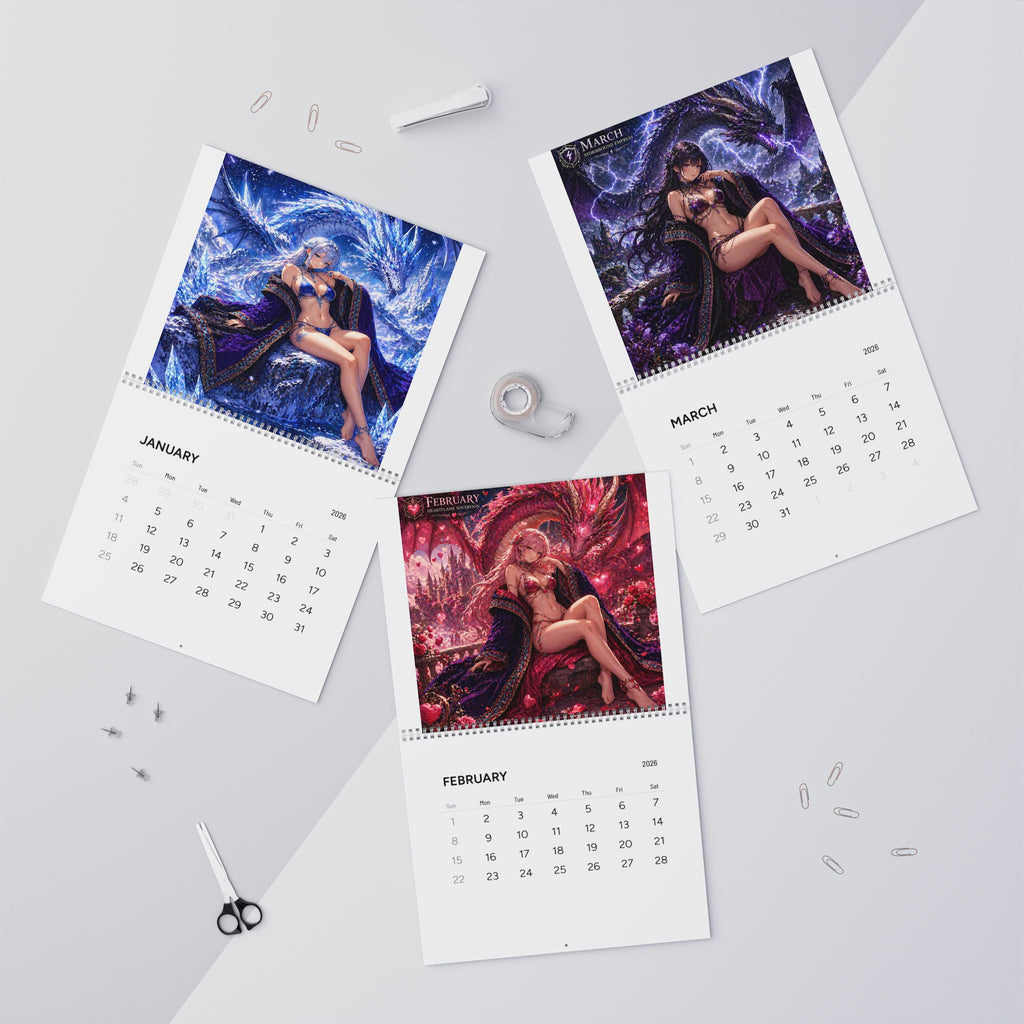 2026 Girls of the Cloak Fantasy Art Wall Calendar — Pinup Dragon Sorceress Monthly Calendar