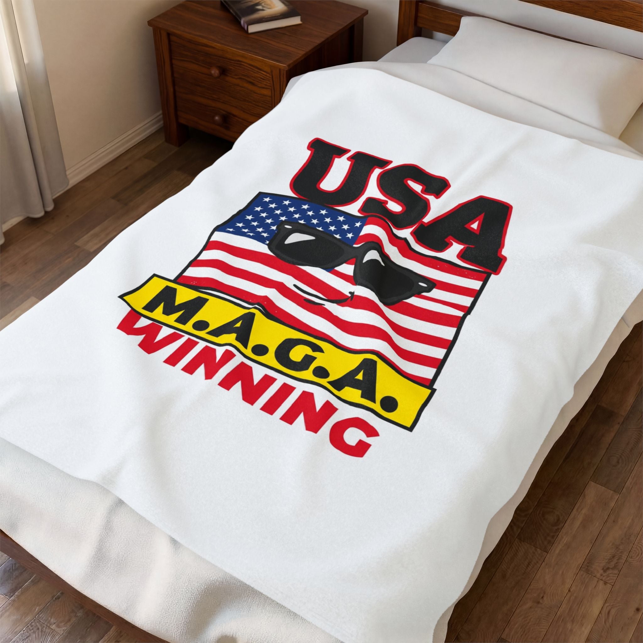 Maga Winning Velveteen Blanket | protest typography, acronym humor