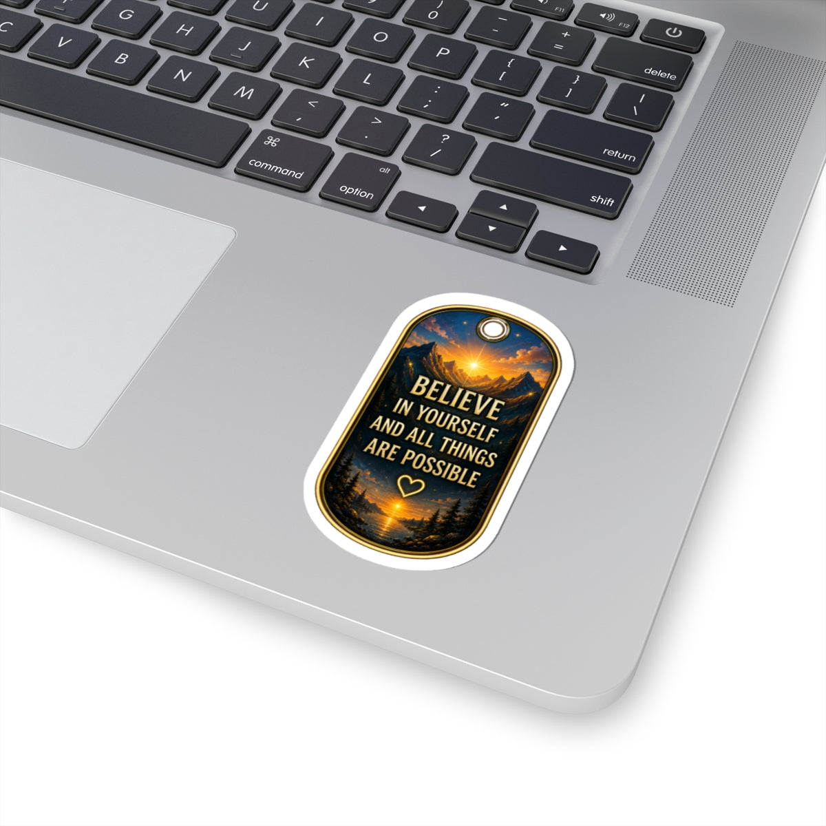 Believe in Yourself Inspirational Kiss-Cut Sticker – Mountain Sunrise Motivational Decal