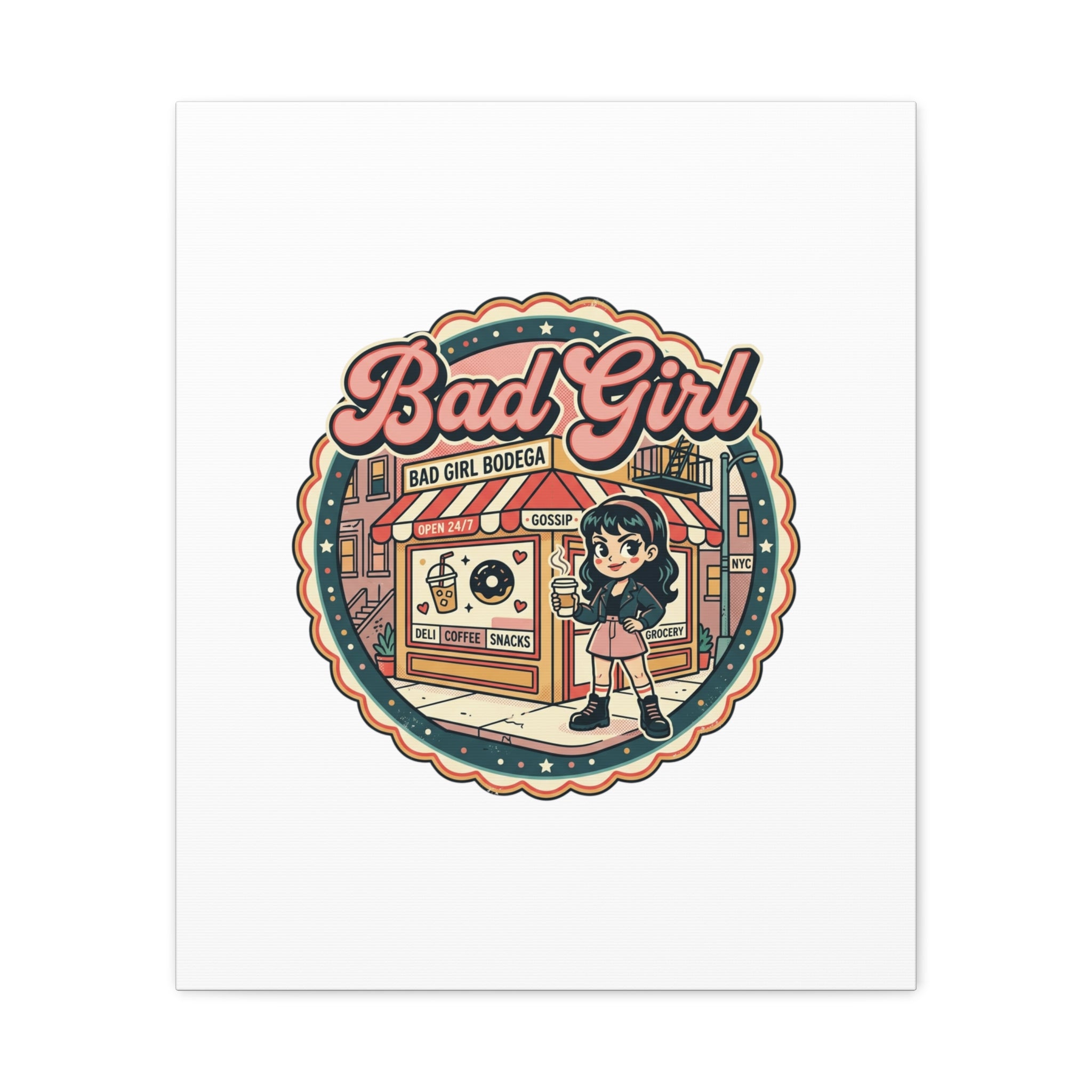 Bad Girl Bodega Canvas Print | Bodega, NYC, Y2K Corner Store Art