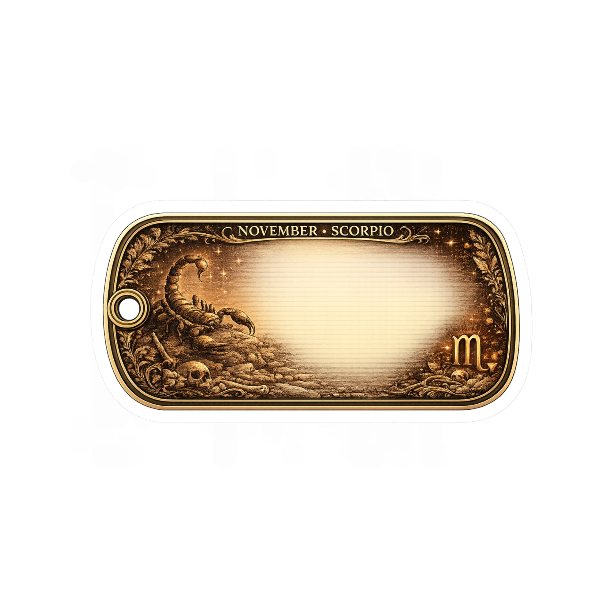 Scorpio Zodiac Dog Tag Sticker — November Astrology Vinyl Kiss-Cut