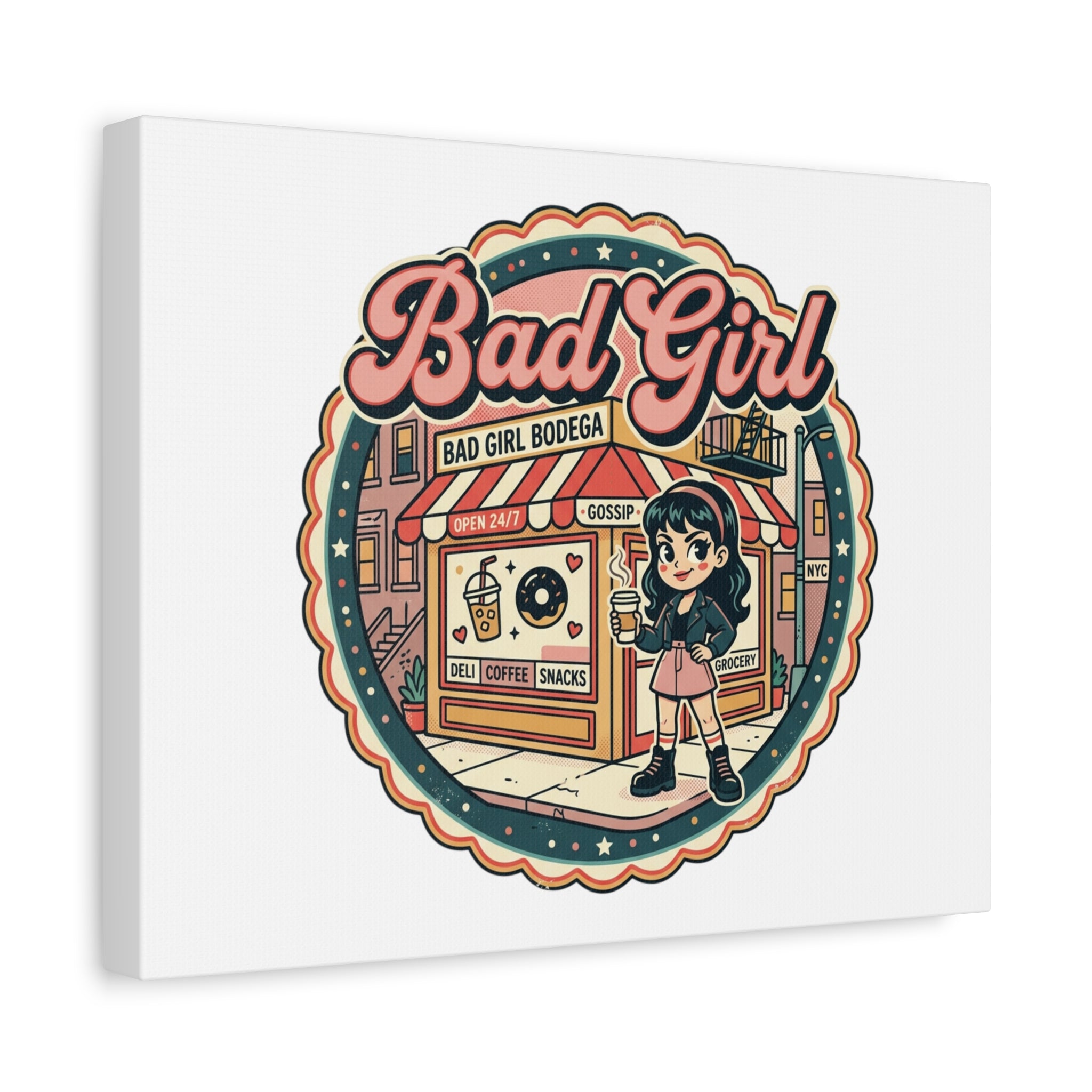 Bad Girl Bodega Canvas Print | Bodega, NYC, Y2K Corner Store Art