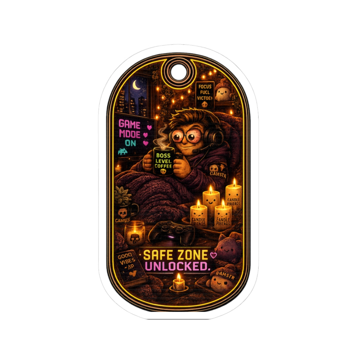 Cozy Safe Zone Unlocked Gaming Sticker — Cozy Gamer Chill Vibes
