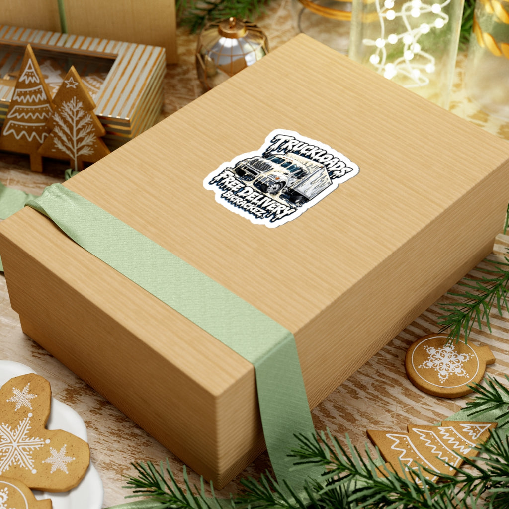 Truckloads Free Delivery Kiss-Cut Sticker — Dripping Truck Design for Laptop, Bumper, Gear