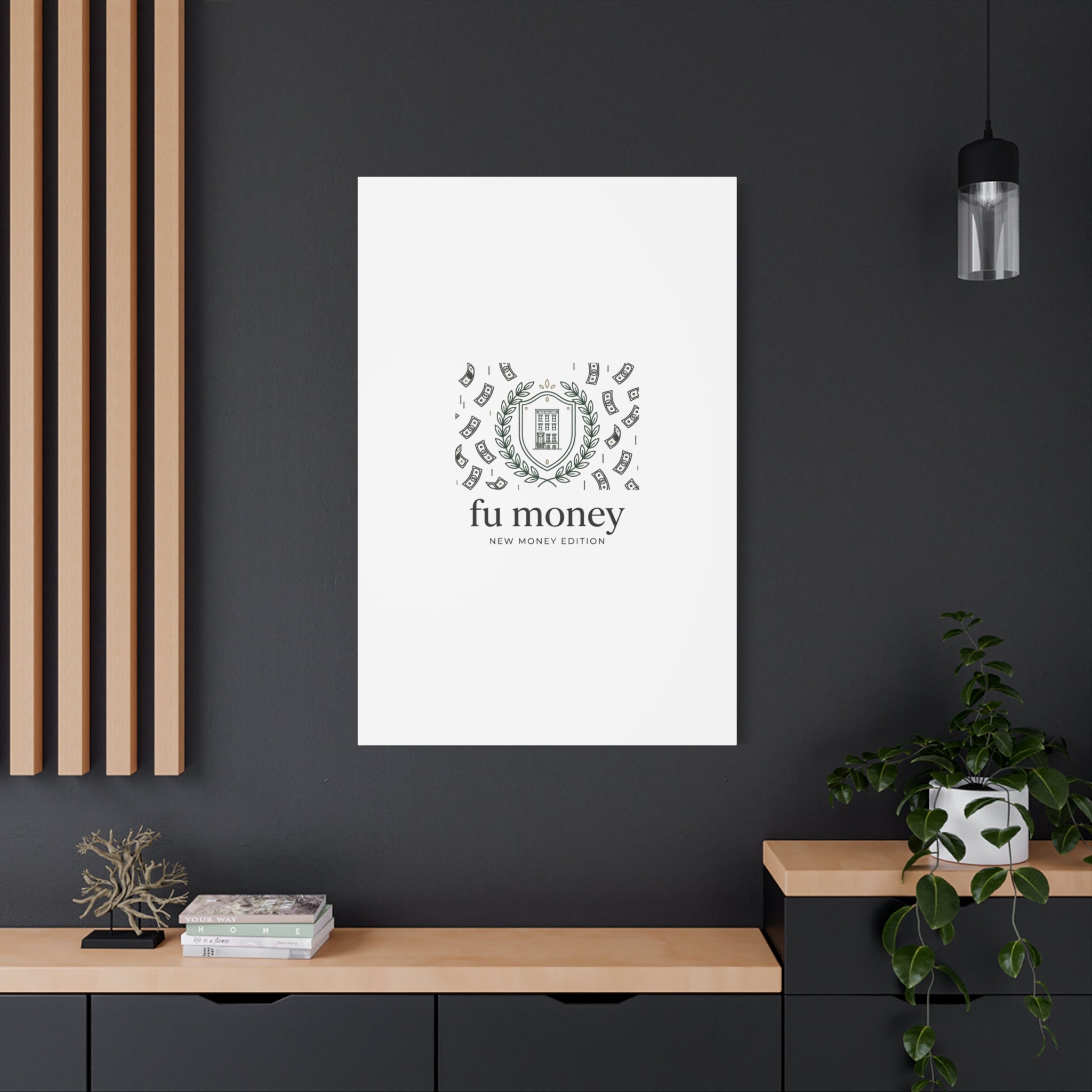 fu money Canvas |New Money Minimalist, Quiet Luxury, Serif Monochrome