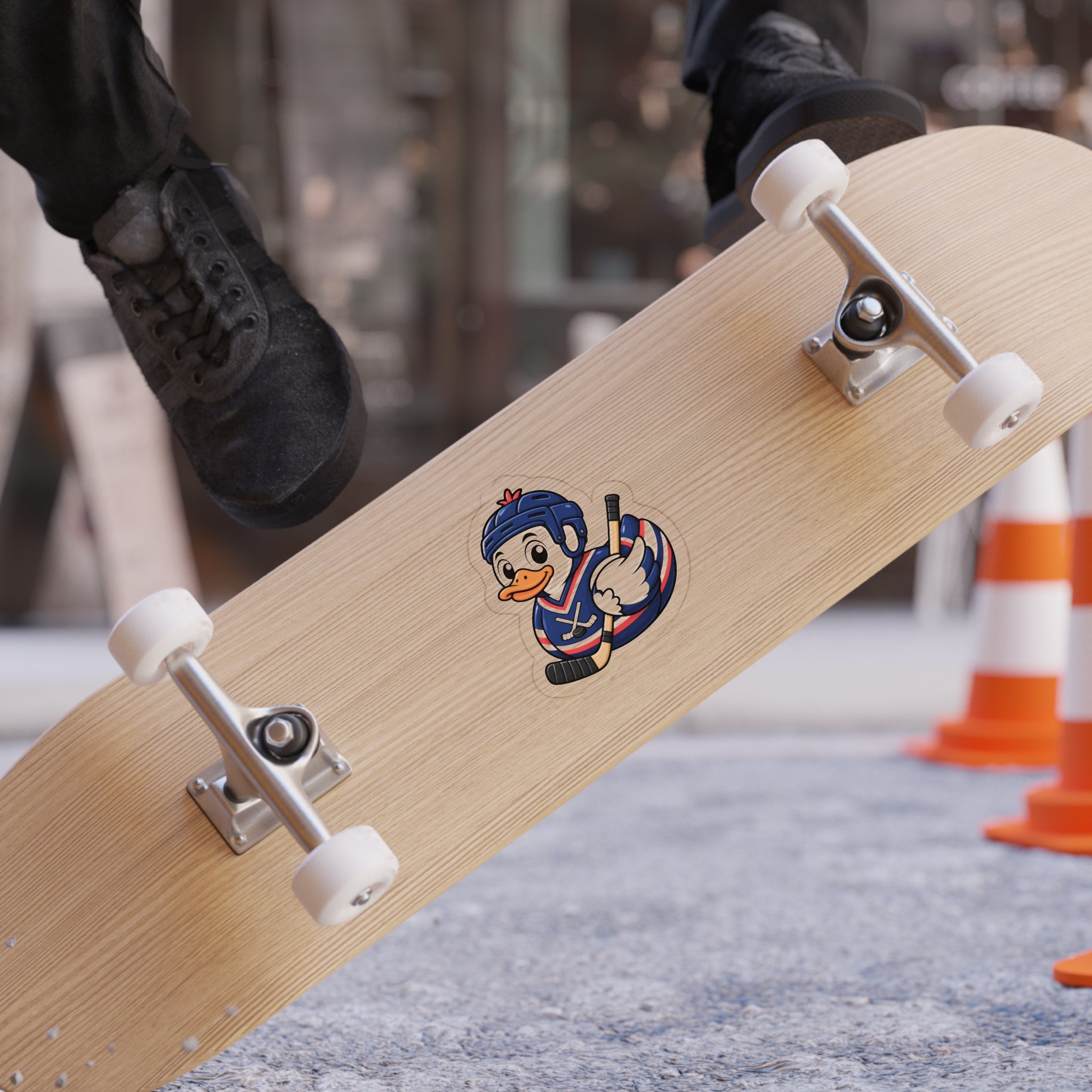 Hockey Duck Die-Cut Outdoor Sticker — Waterproof Transparent Vinyl