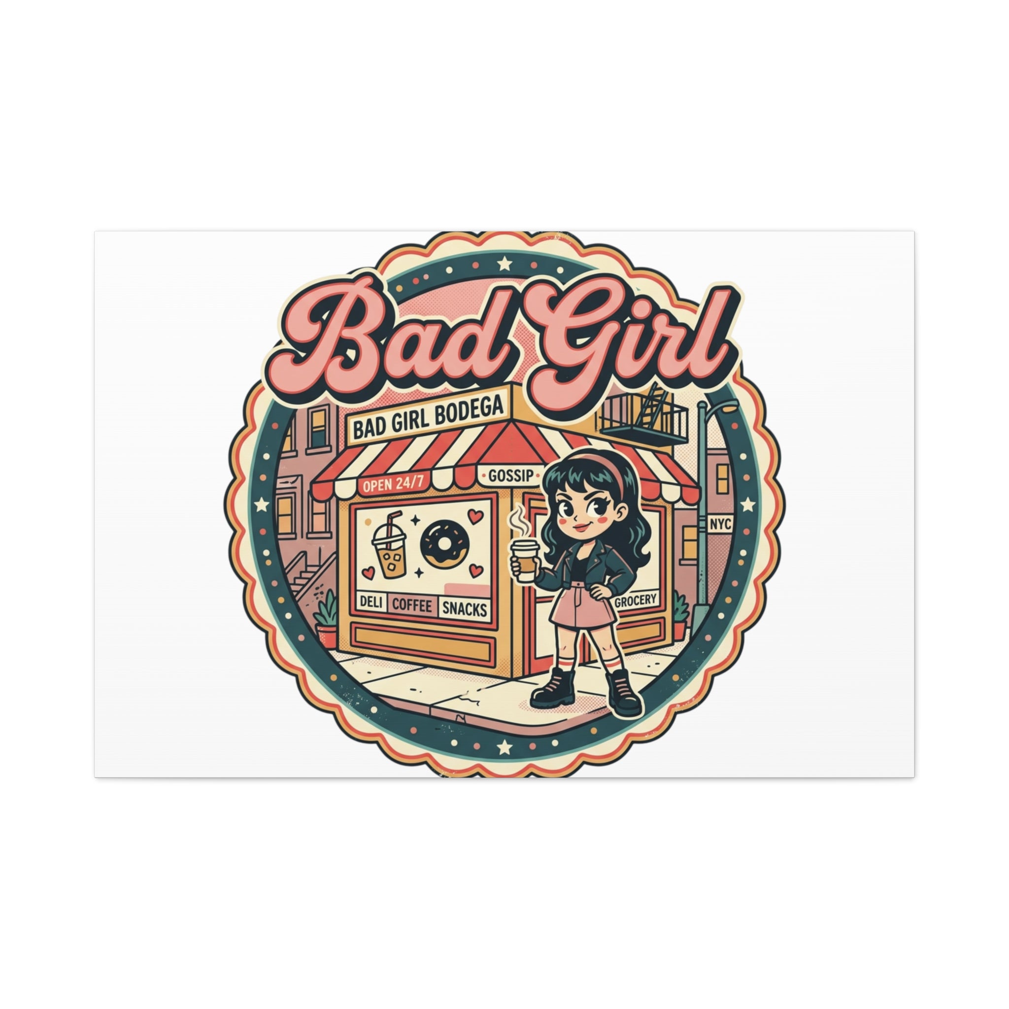 Bad Girl Bodega Canvas Print | Bodega, NYC, Y2K Corner Store Art