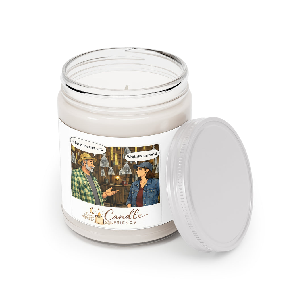 The question candle? 9oz Scented Soy Candle — 'Candle Friends' Cartoon Jar with White Lid