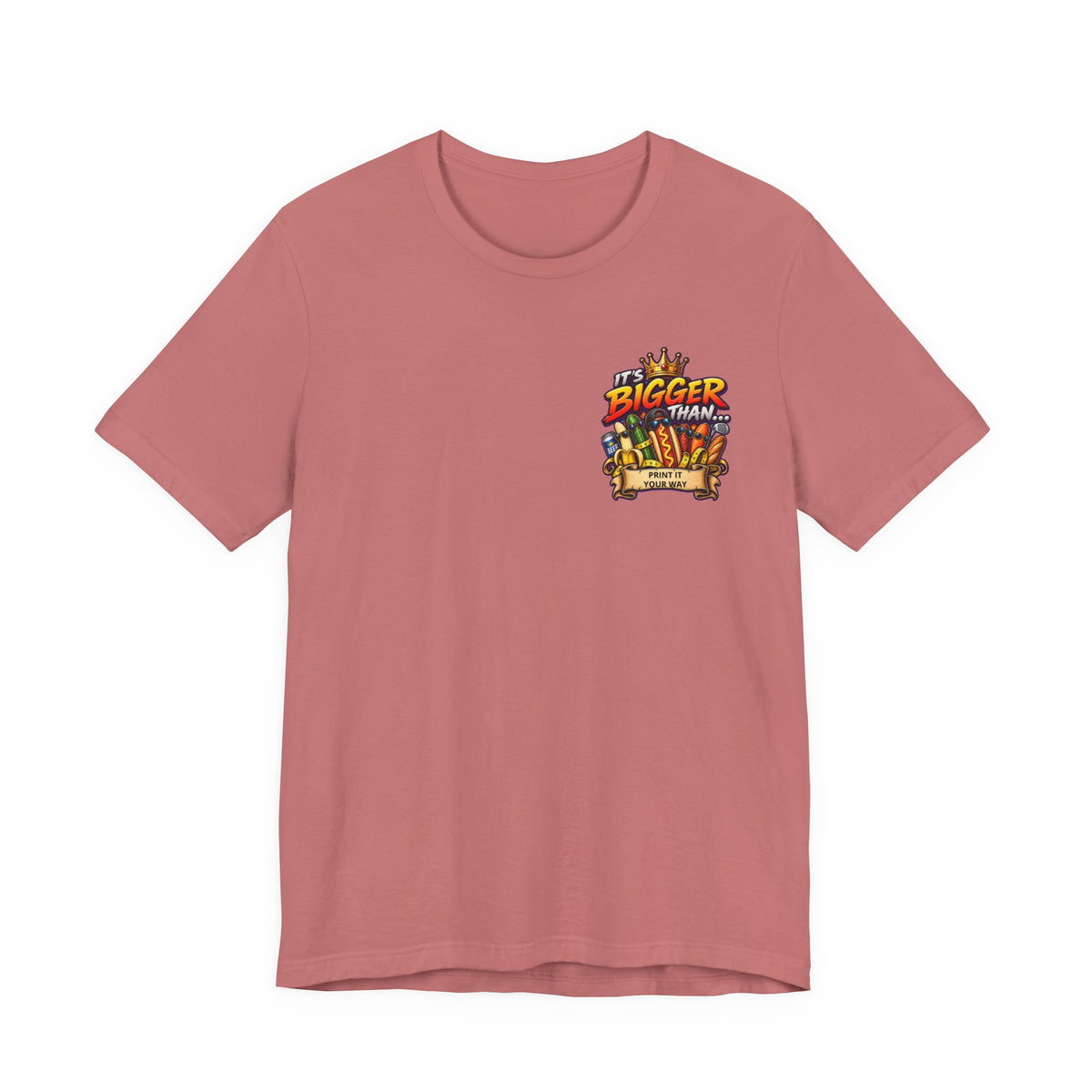 T-Shirt — "It's Bigger Than..." Retro Hot Dog & Snacks Graphic Tee
