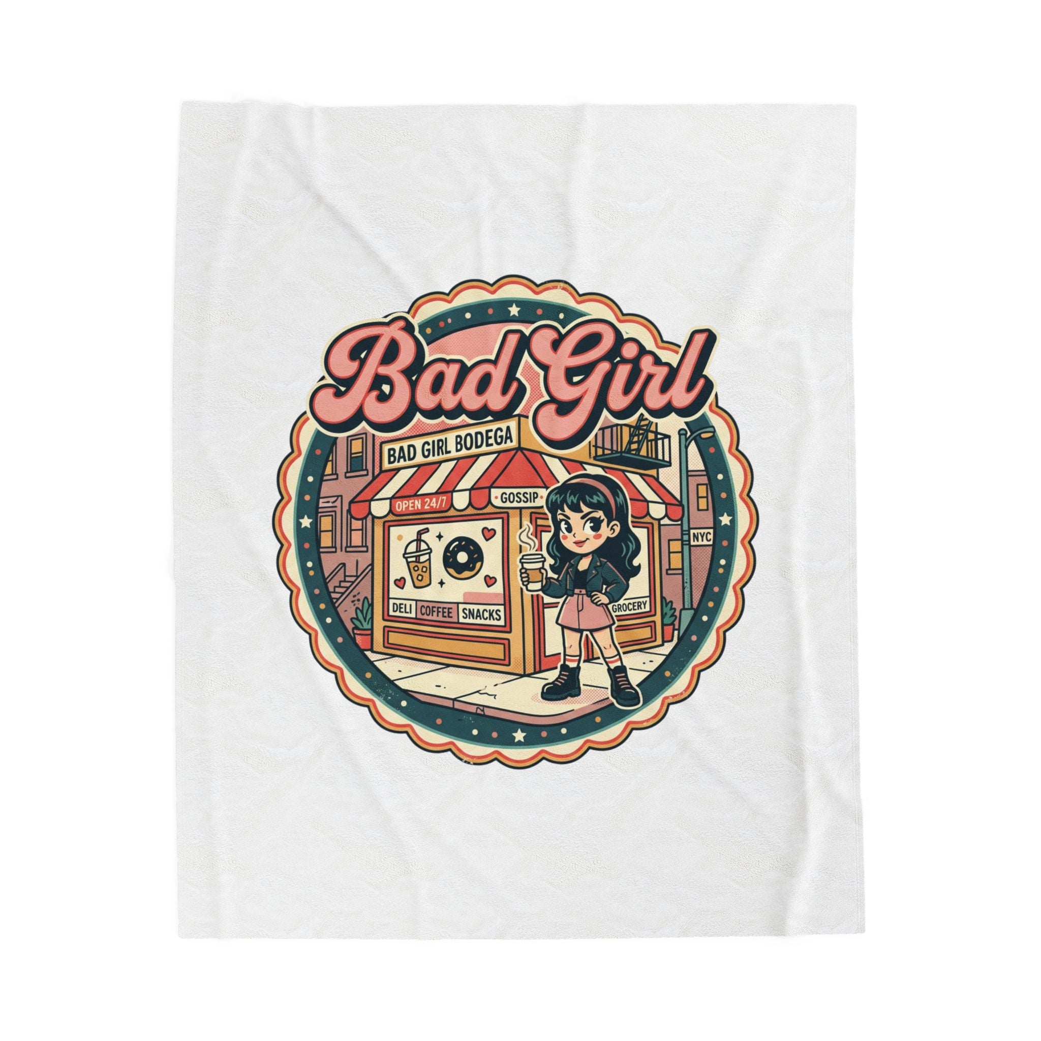 Bad Girl Bodega Plush Blanket | NYC bodega, Y2K deli sign, Spanglish vibes