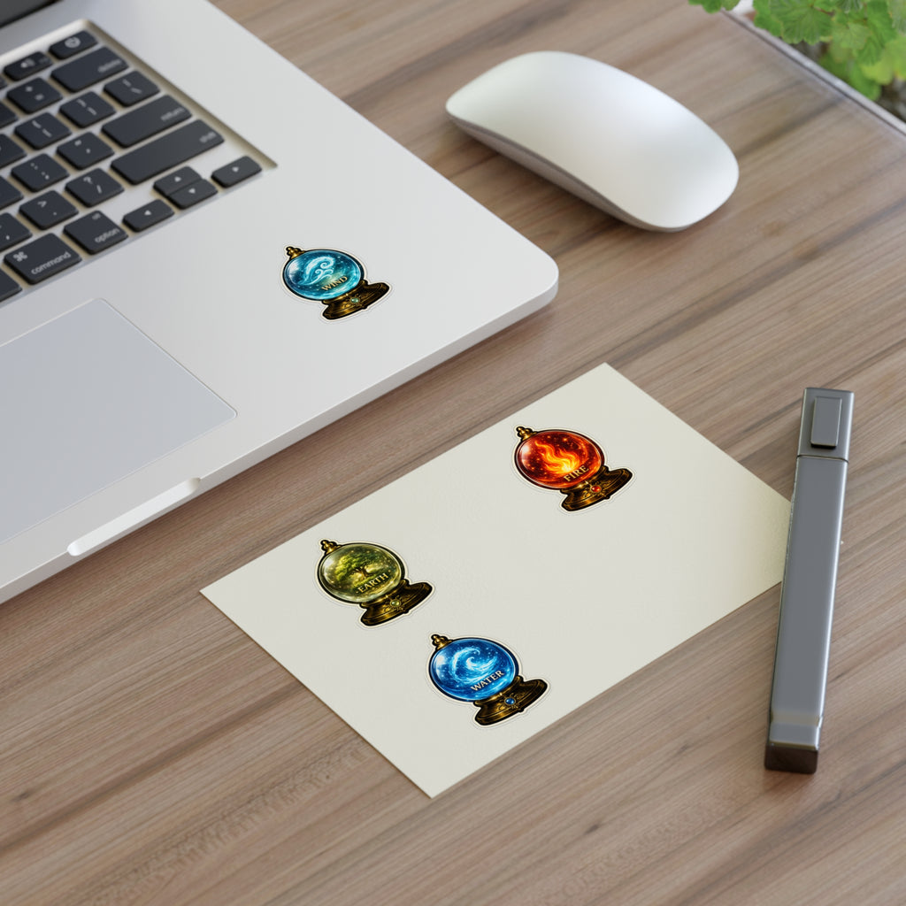 Elemental Globe Sticker Sheet — Earth, Fire, Water, Wind Magic Stickers