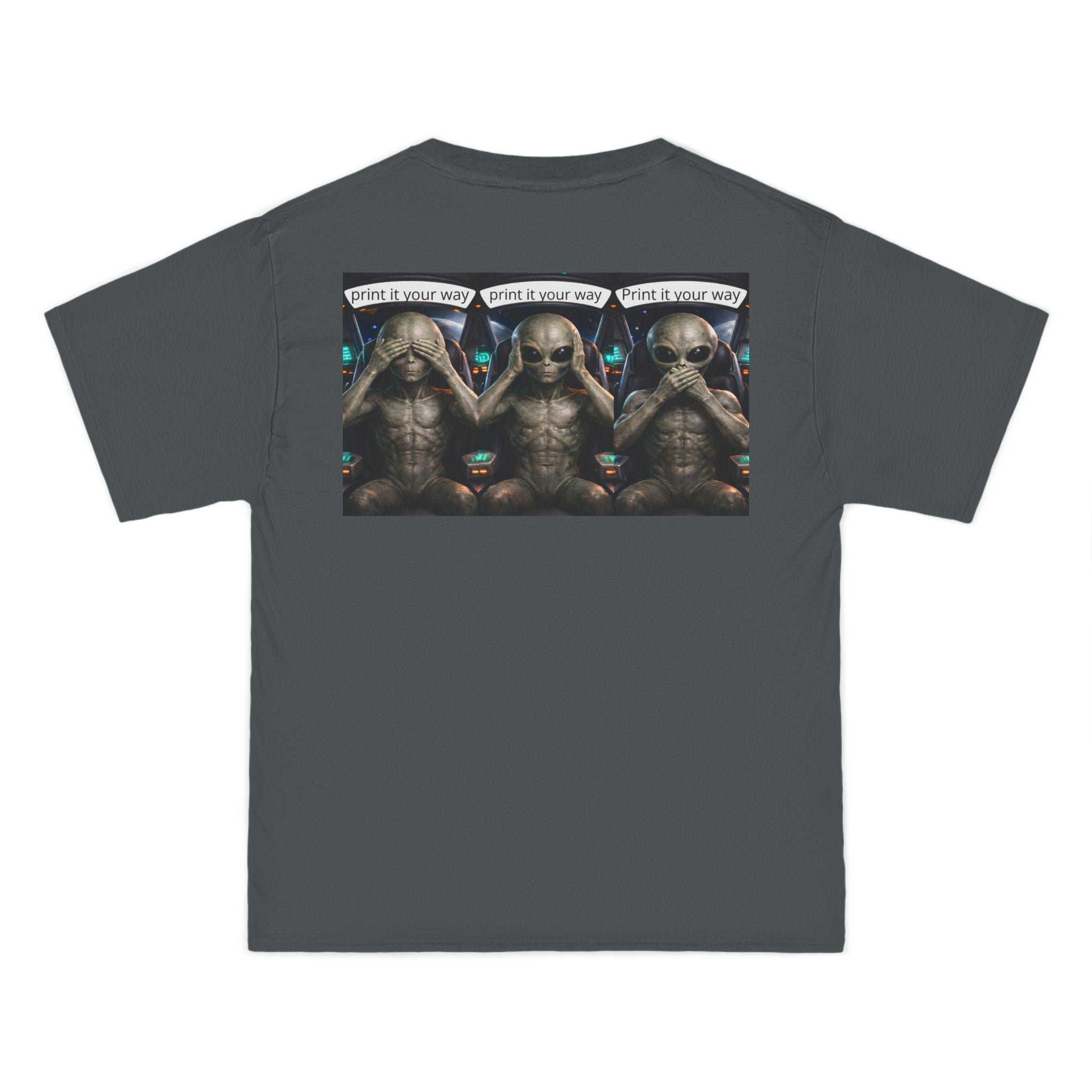 Alien Meditation Graphic T-Shirt — 'See No Evil' Trio Sci‑Fi Tee