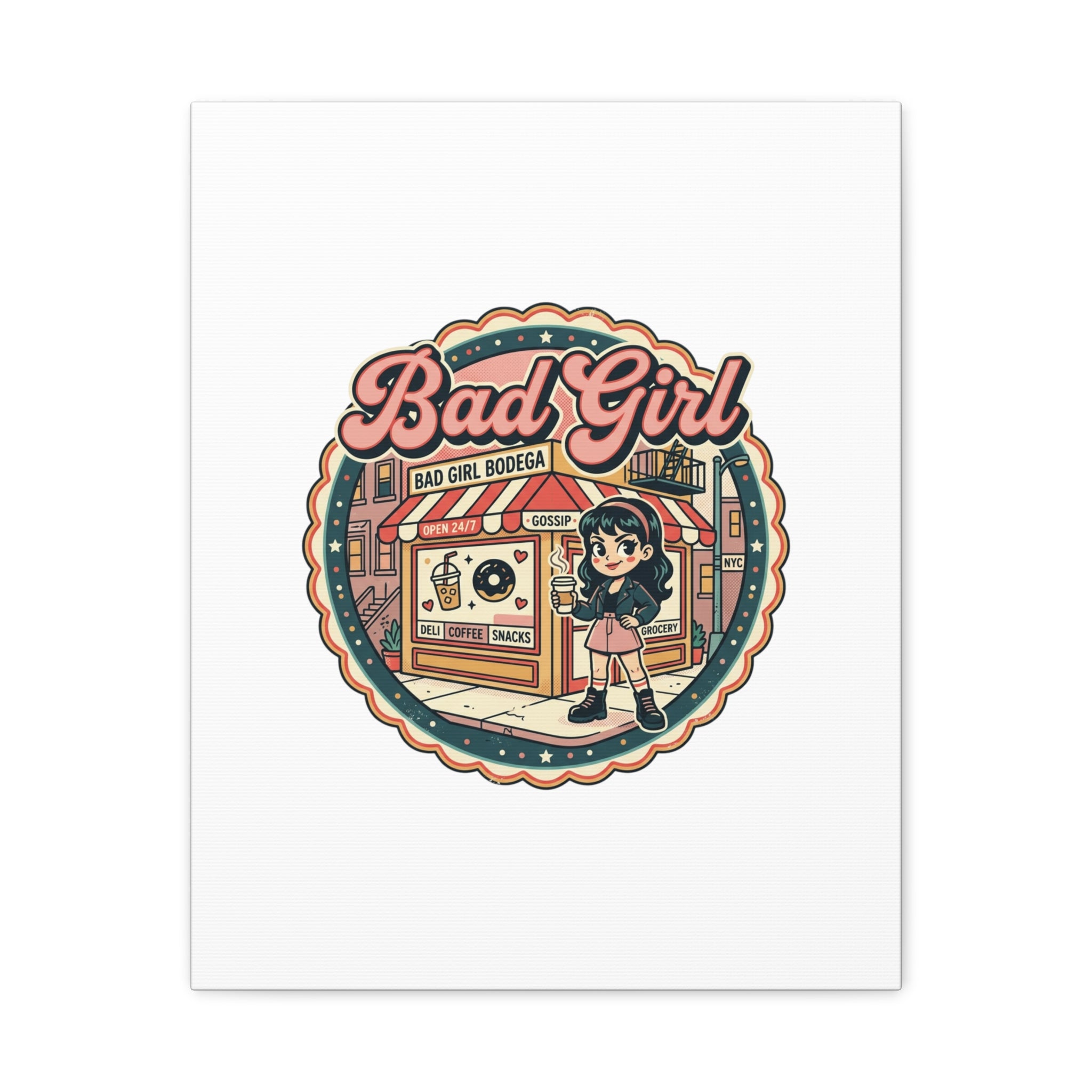 Bad Girl Bodega Canvas Print | Bodega, NYC, Y2K Corner Store Art