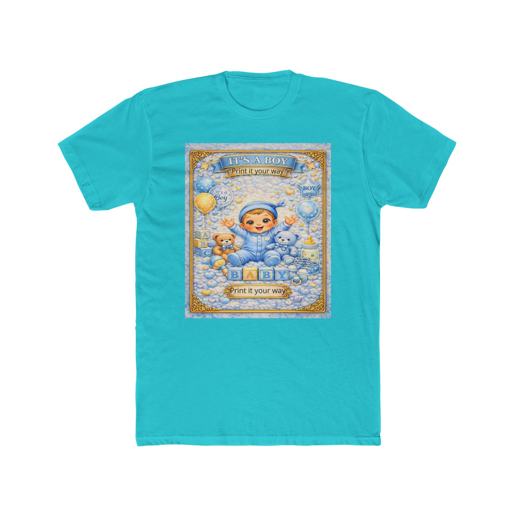 Its a Boy T‑Shirt – 'A New Adventure Begins' Cute Vintage Blue Baby Design
