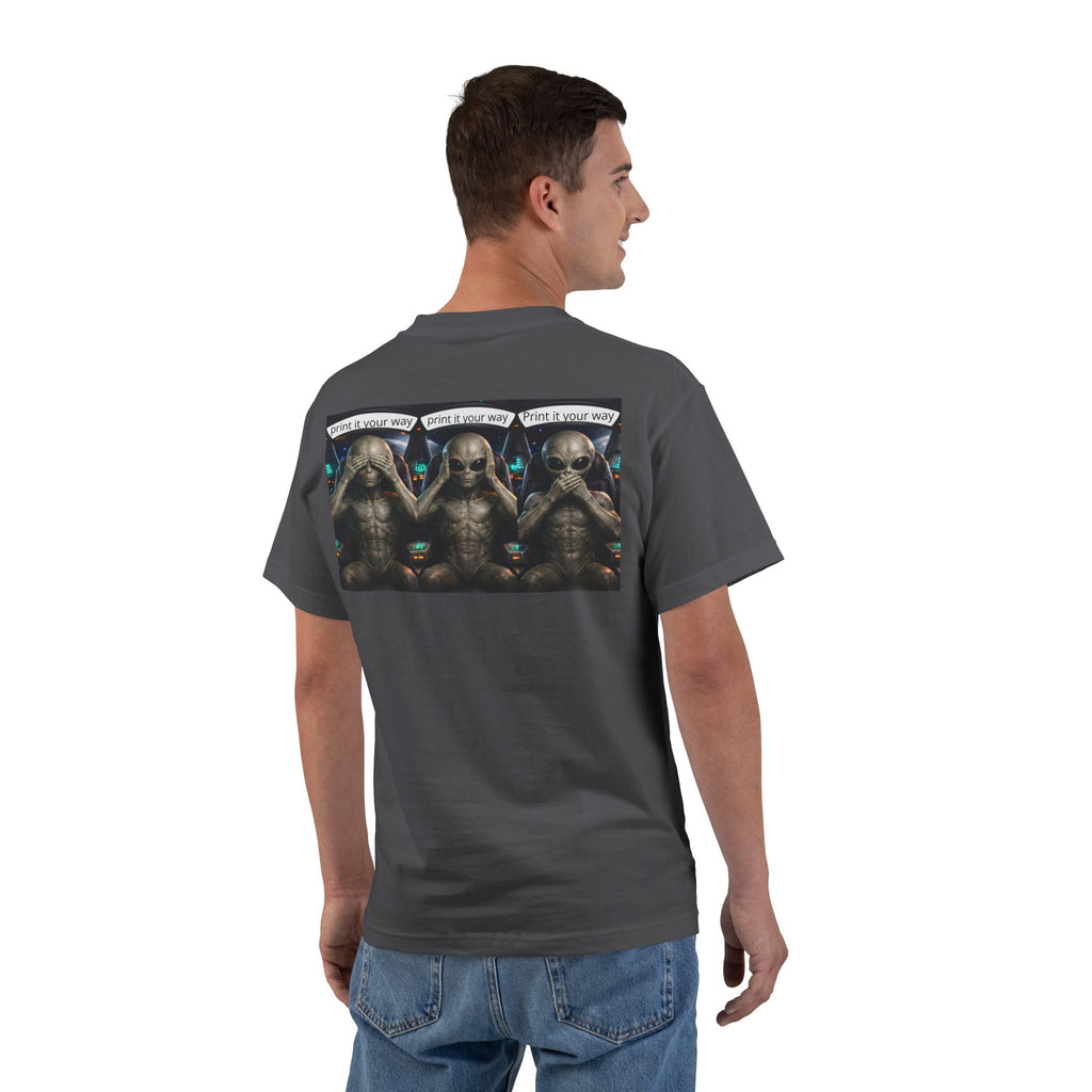 Alien Meditation Graphic T-Shirt — 'See No Evil' Trio Sci‑Fi Tee