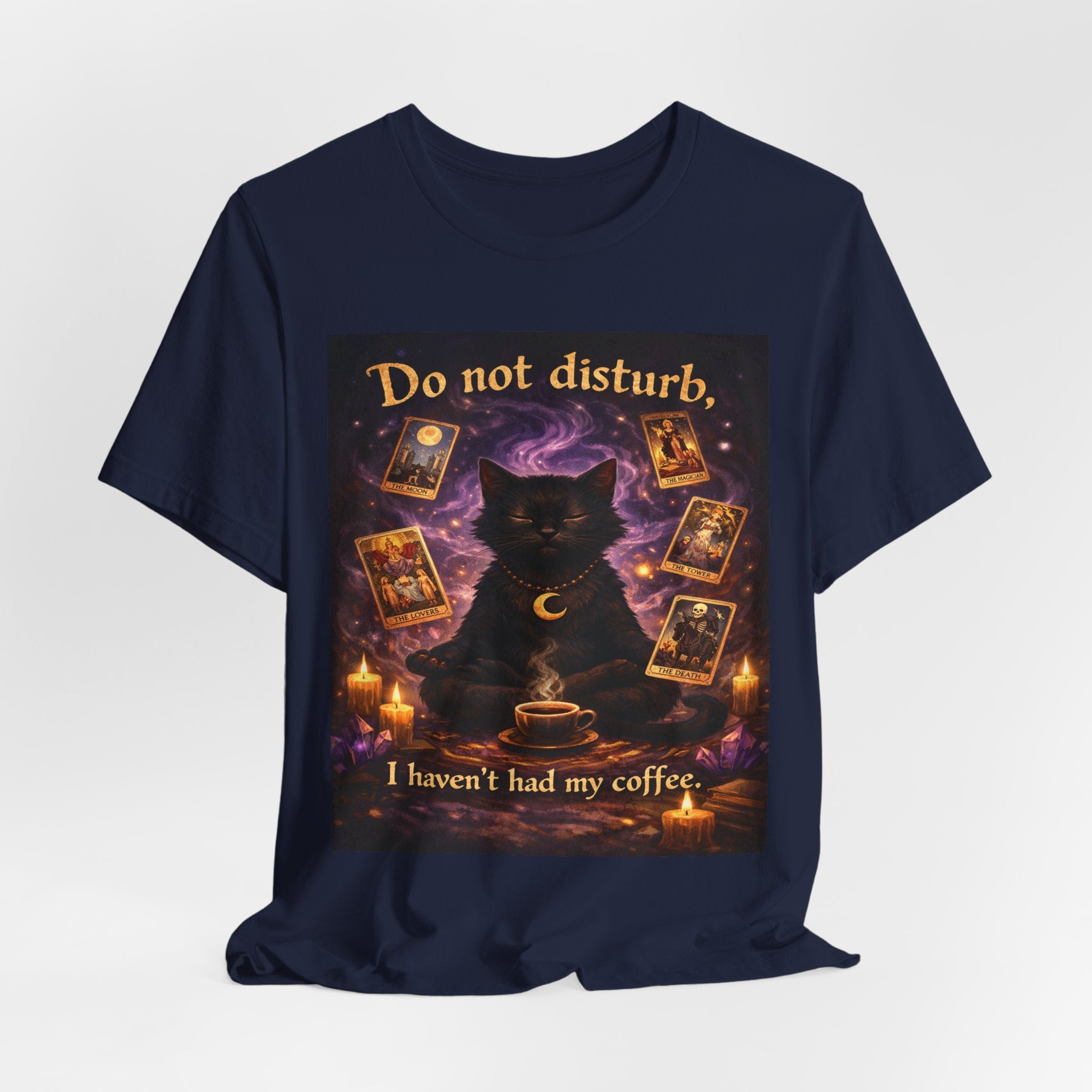 Do Not Disturb Cat Coffee Tee — Mystic Black Cat Tarot T-Shirt