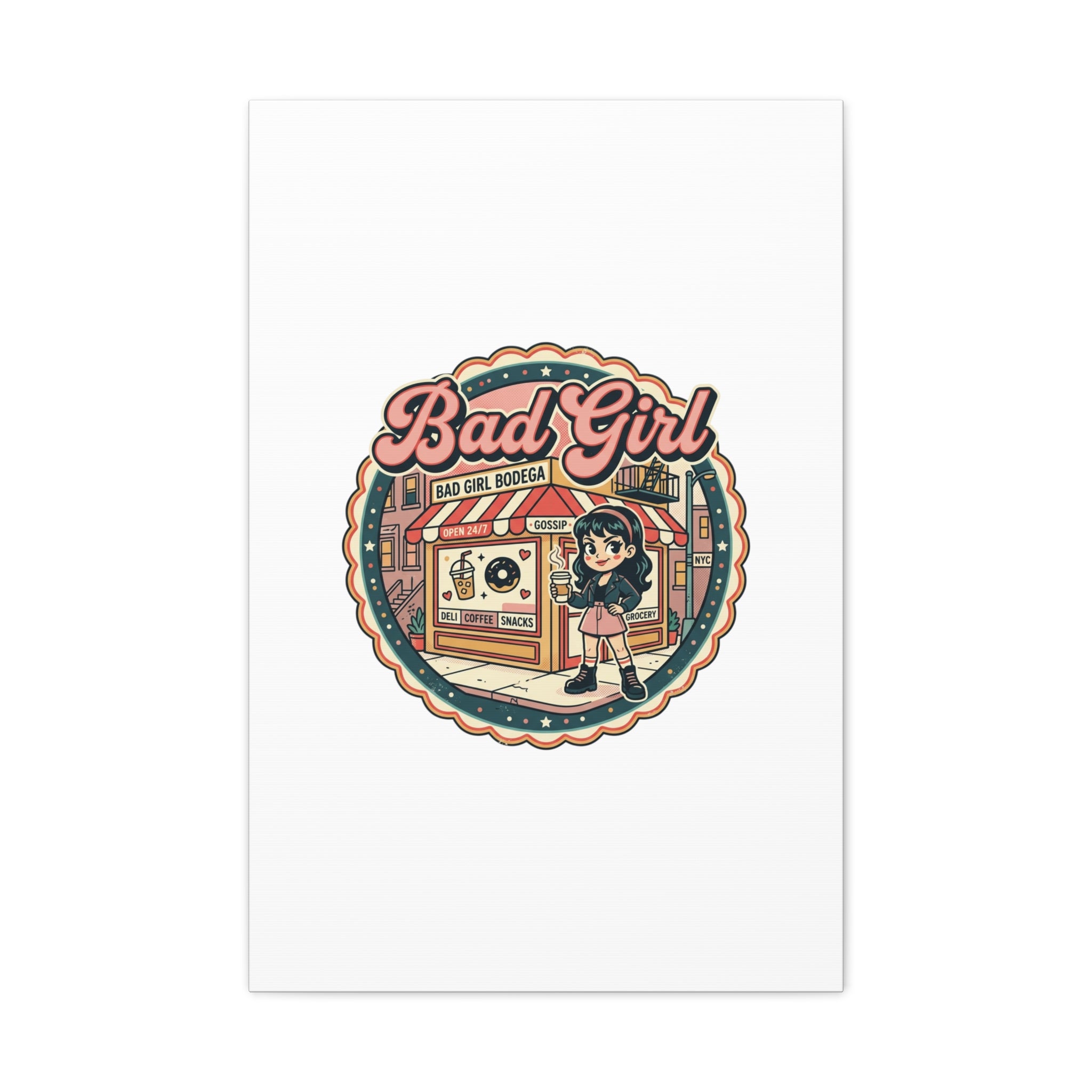 Bad Girl Bodega Canvas Print | Bodega, NYC, Y2K Corner Store Art