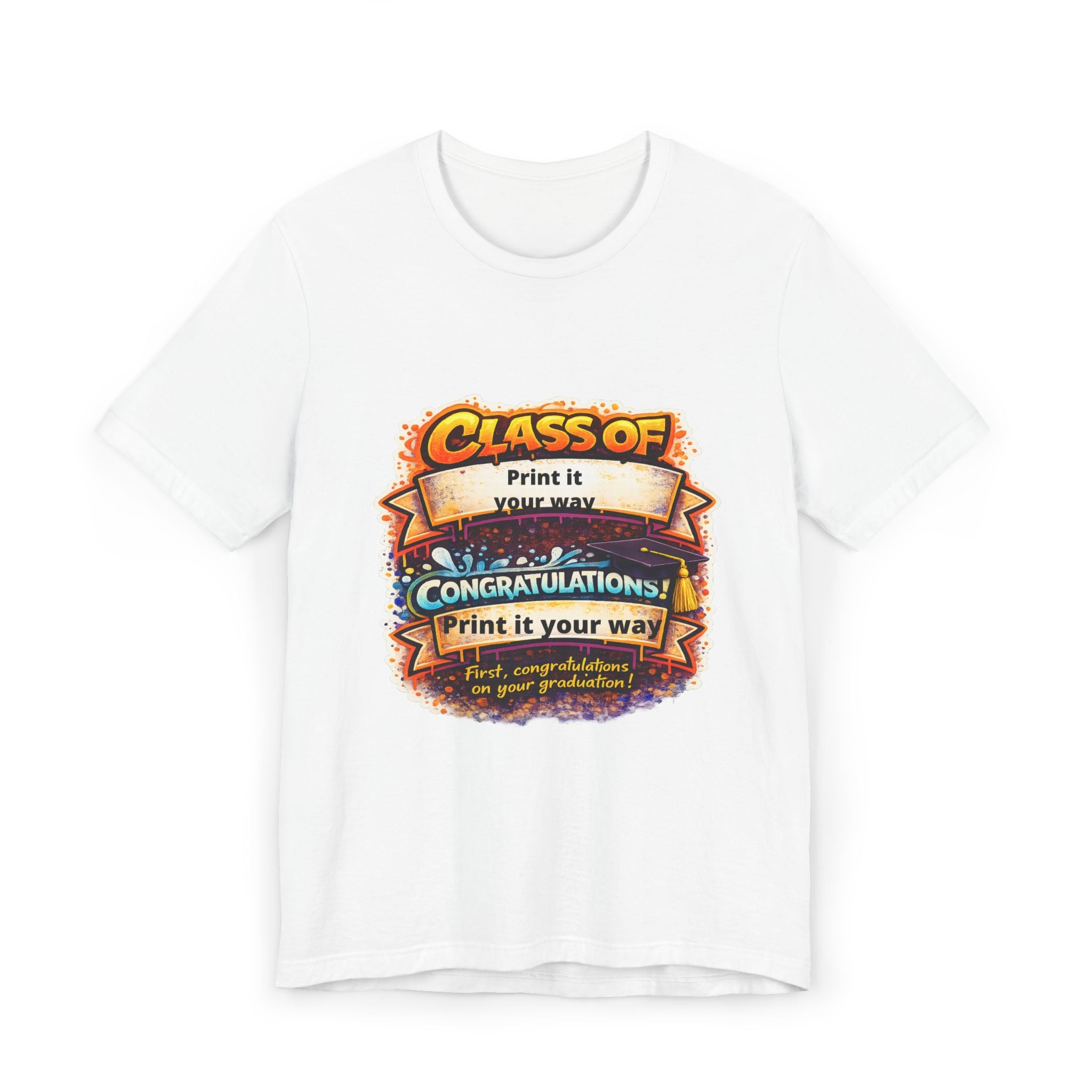 Class of [Year] Graduation T-Shirt — "Congratulations!" Colorful Celebration Tee