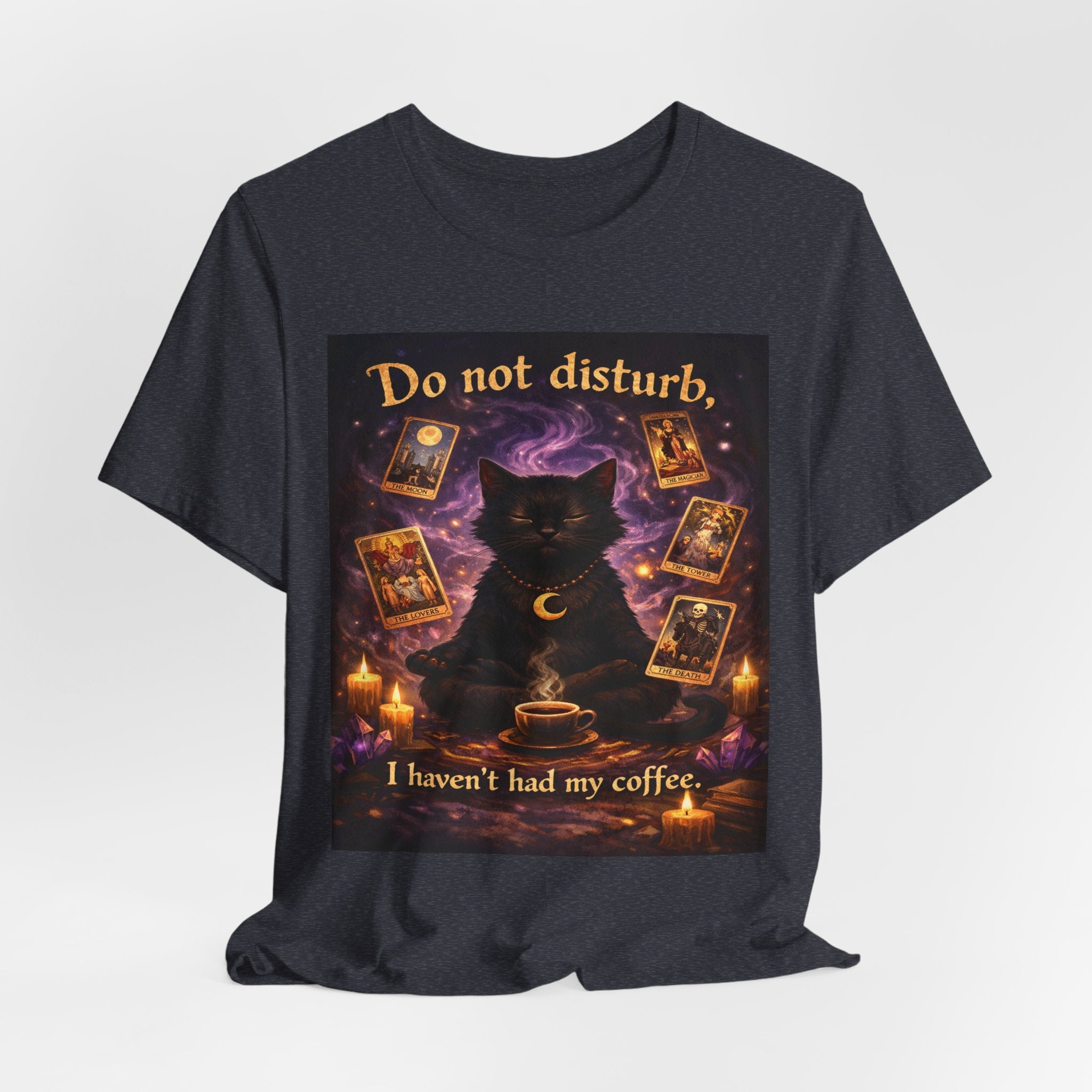 Do Not Disturb Cat Coffee Tee — Mystic Black Cat Tarot T-Shirt