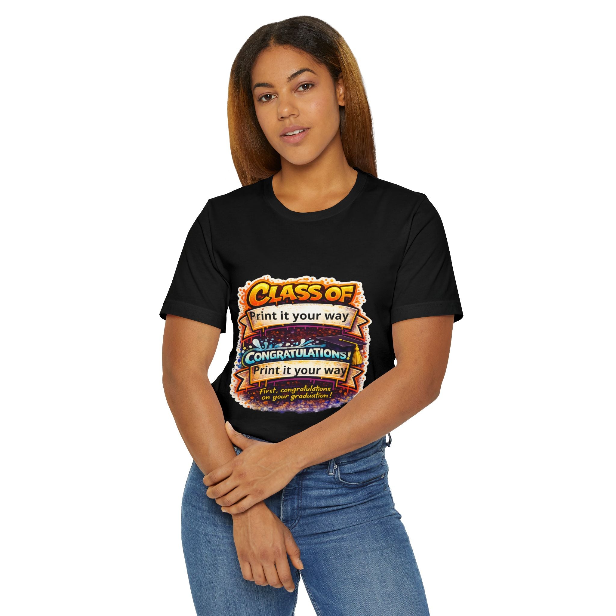 Class of [Year] Graduation T-Shirt — "Congratulations!" Colorful Celebration Tee