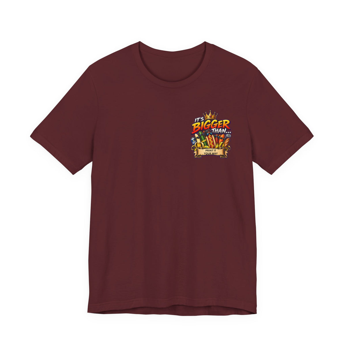 T-Shirt — "It's Bigger Than..." Retro Hot Dog & Snacks Graphic Tee