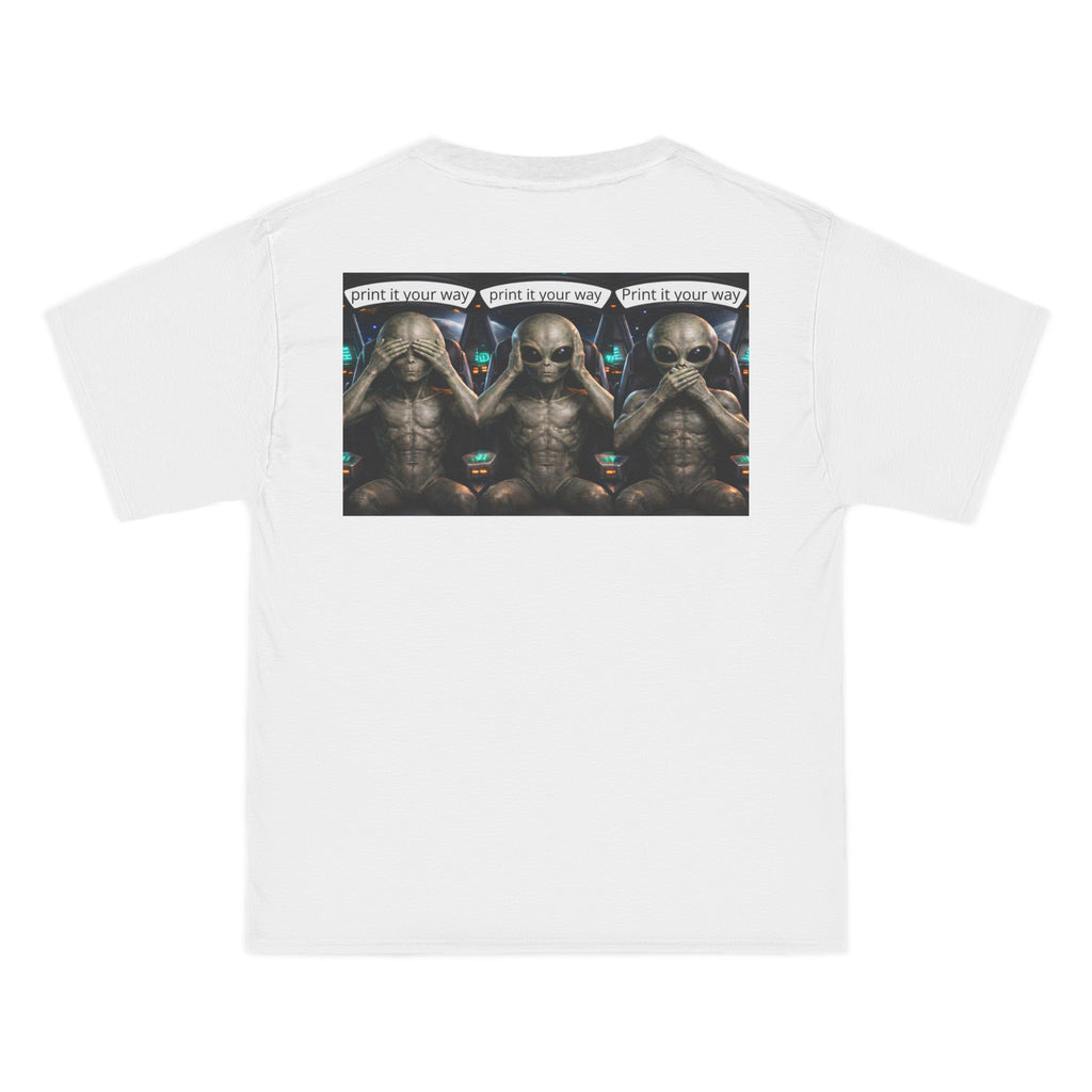 Alien Meditation Graphic T-Shirt — 'See No Evil' Trio Sci‑Fi Tee