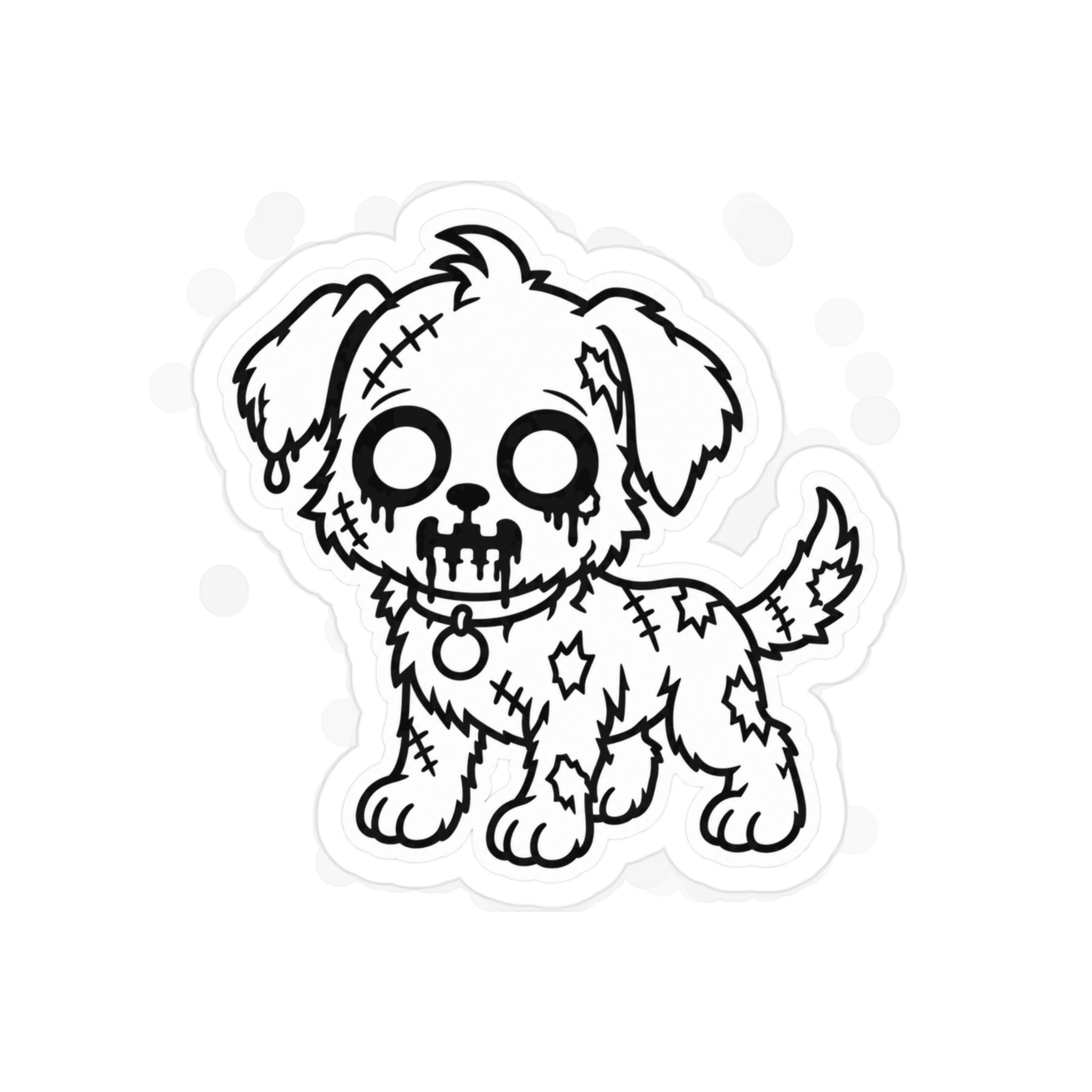 Zombie Puppy Die-Cut Outdoor Sticker — Transparent Waterproof Vinyl