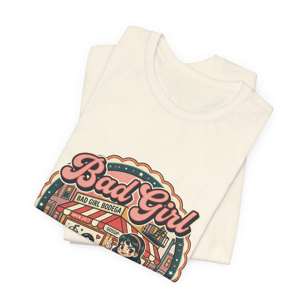 Bad Girl Bodega Tee | NYC bodega, Y2K cherries, Spanglish corner store