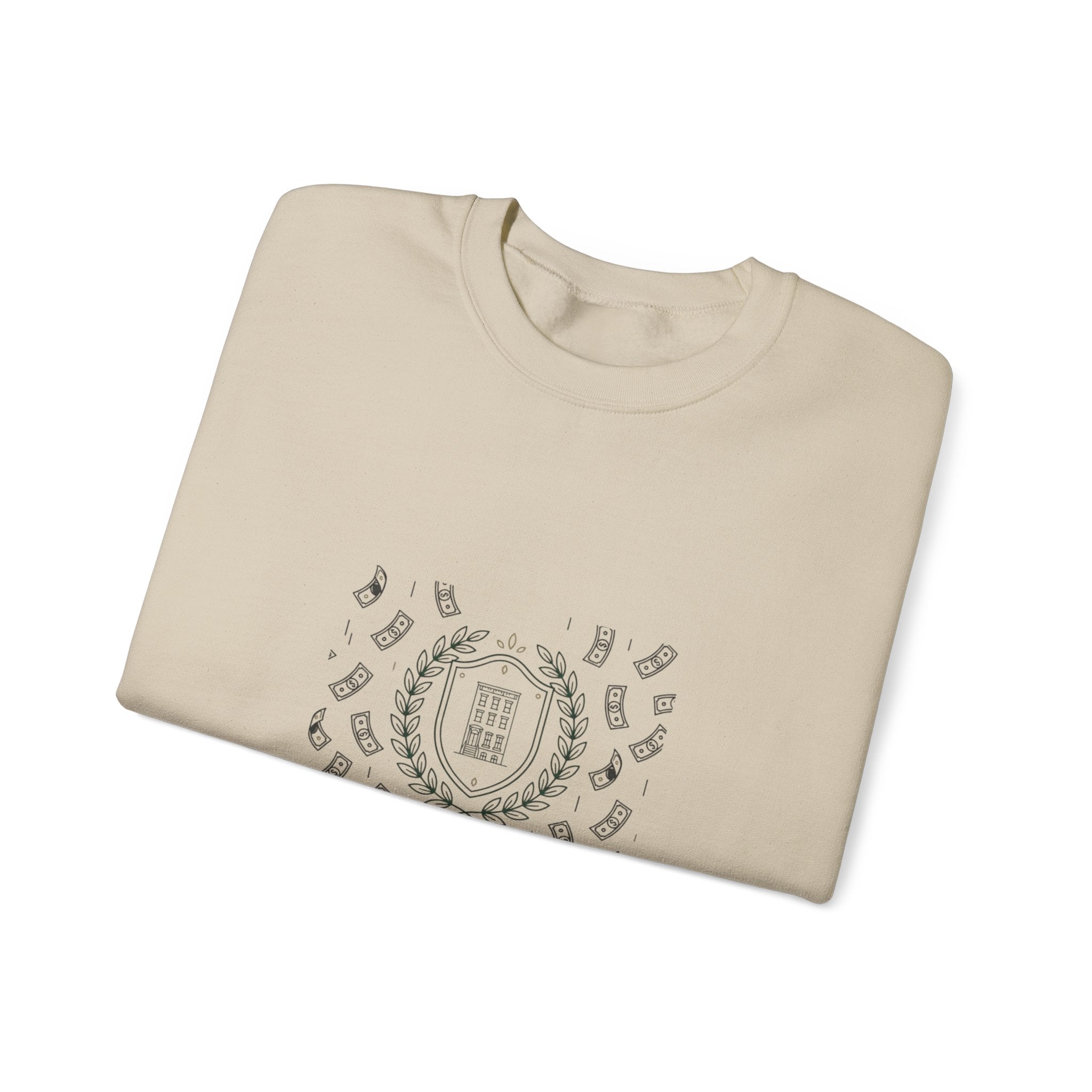 fu money crewneck sweatshirt | old money minimalist, serif monochrome