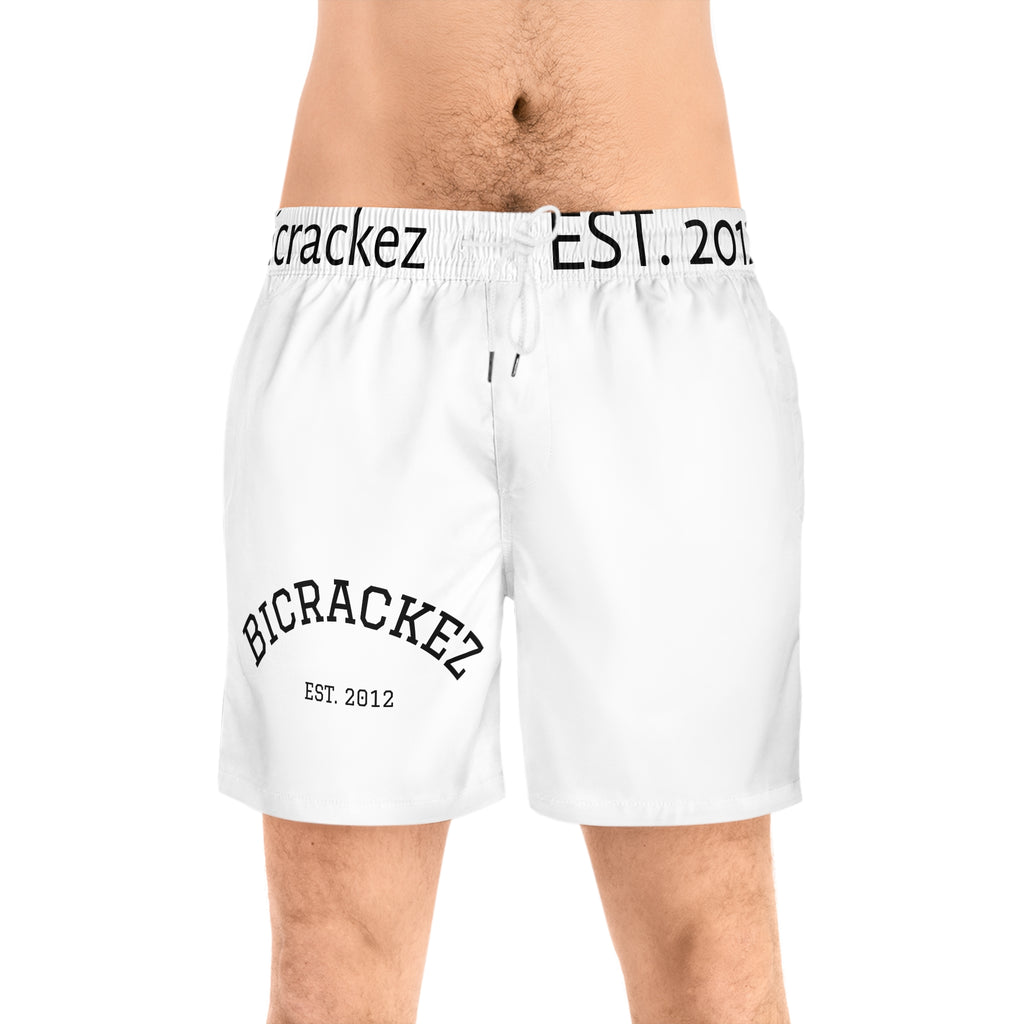 Men's Swim Shorts — 'BICRACKEZ EST. 2012' Mid-Length Beach Trunks