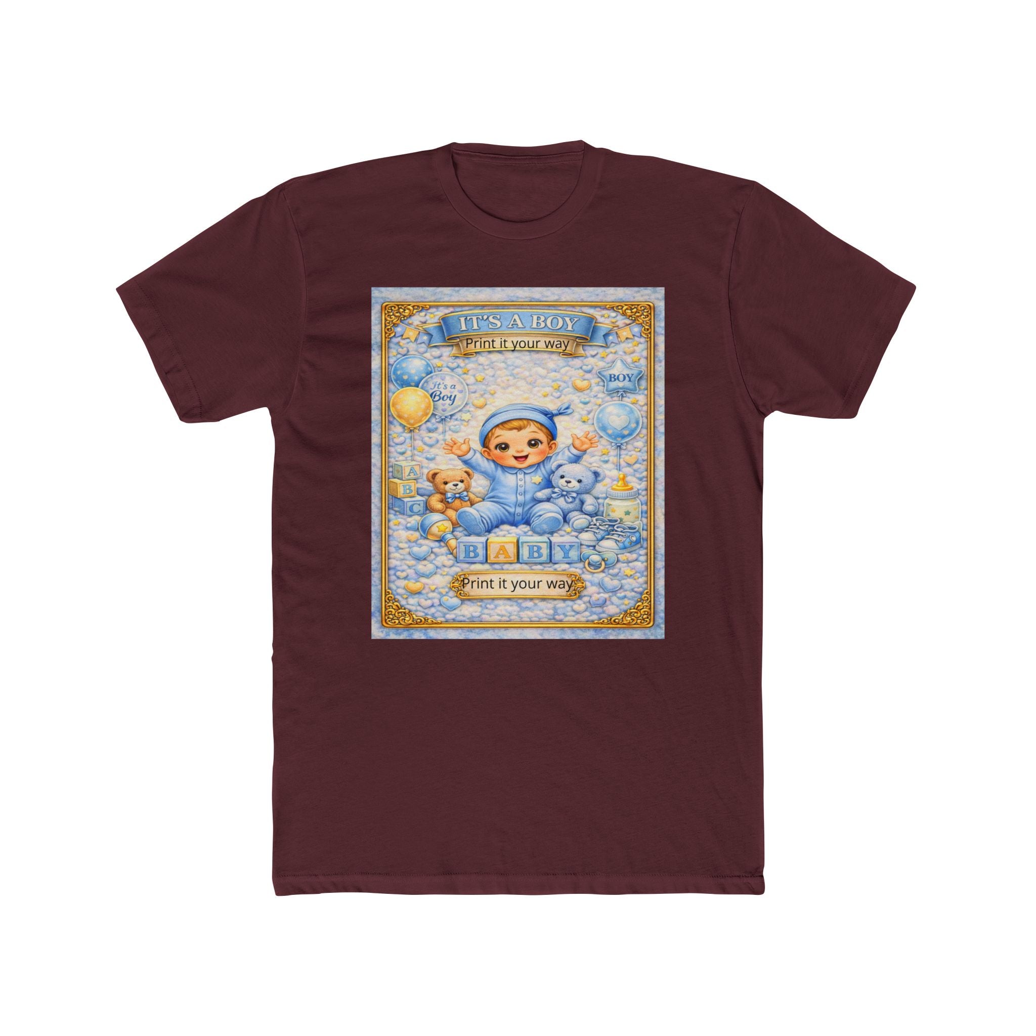 Its a Boy T‑Shirt – 'A New Adventure Begins' Cute Vintage Blue Baby Design