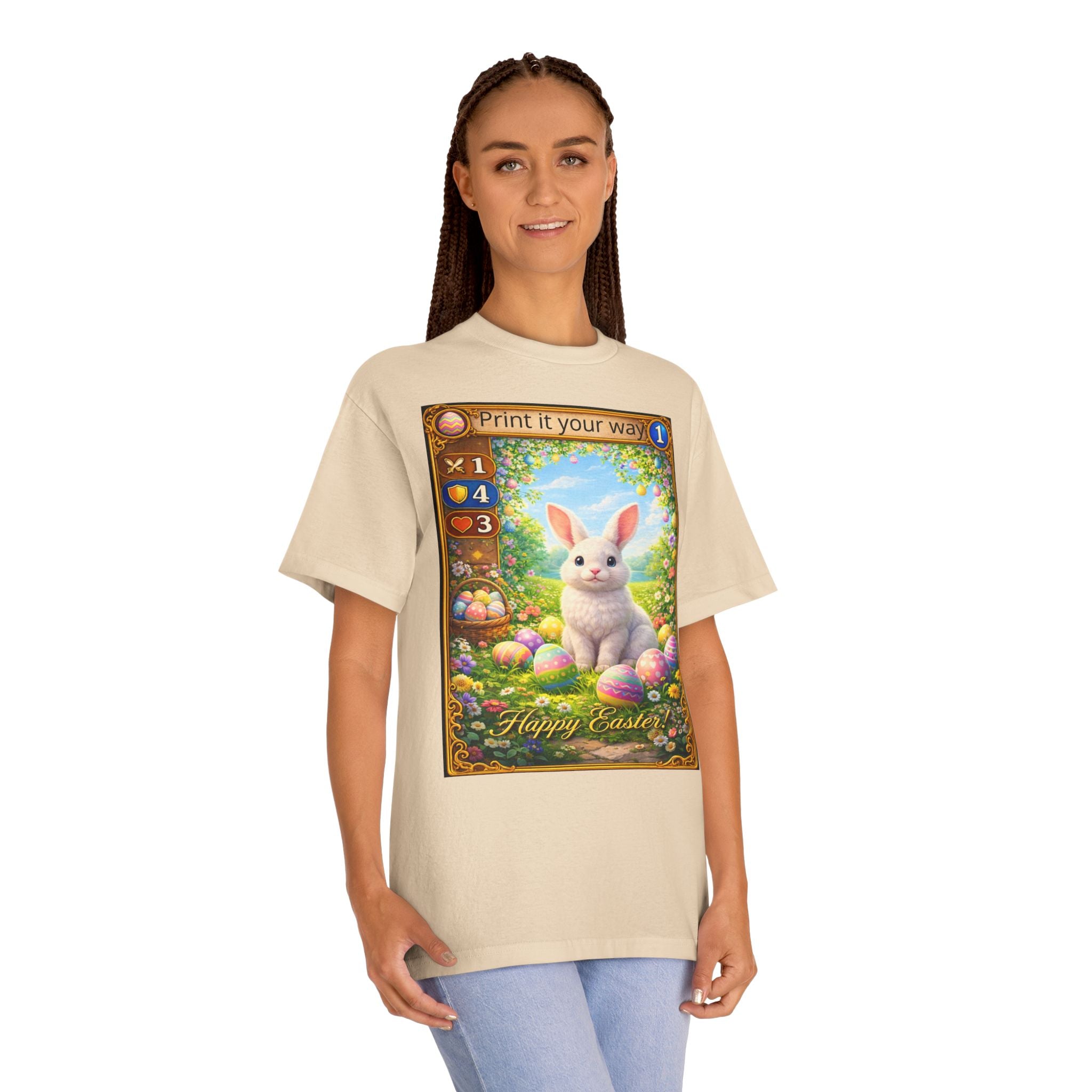Easter Bunny Card Tee — "Happy Easter" Graphic T-Shirt