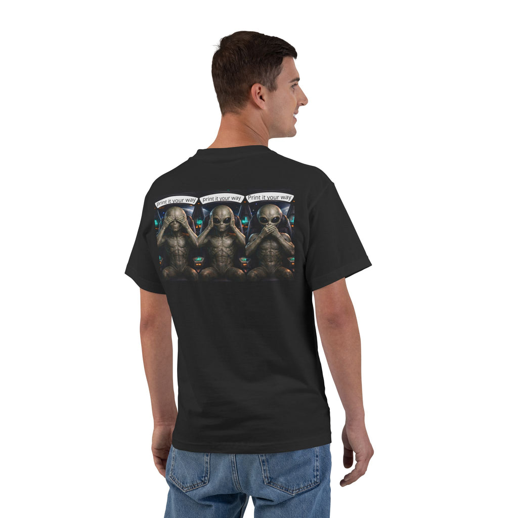 Alien Meditation Graphic T-Shirt — 'See No Evil' Trio Sci‑Fi Tee