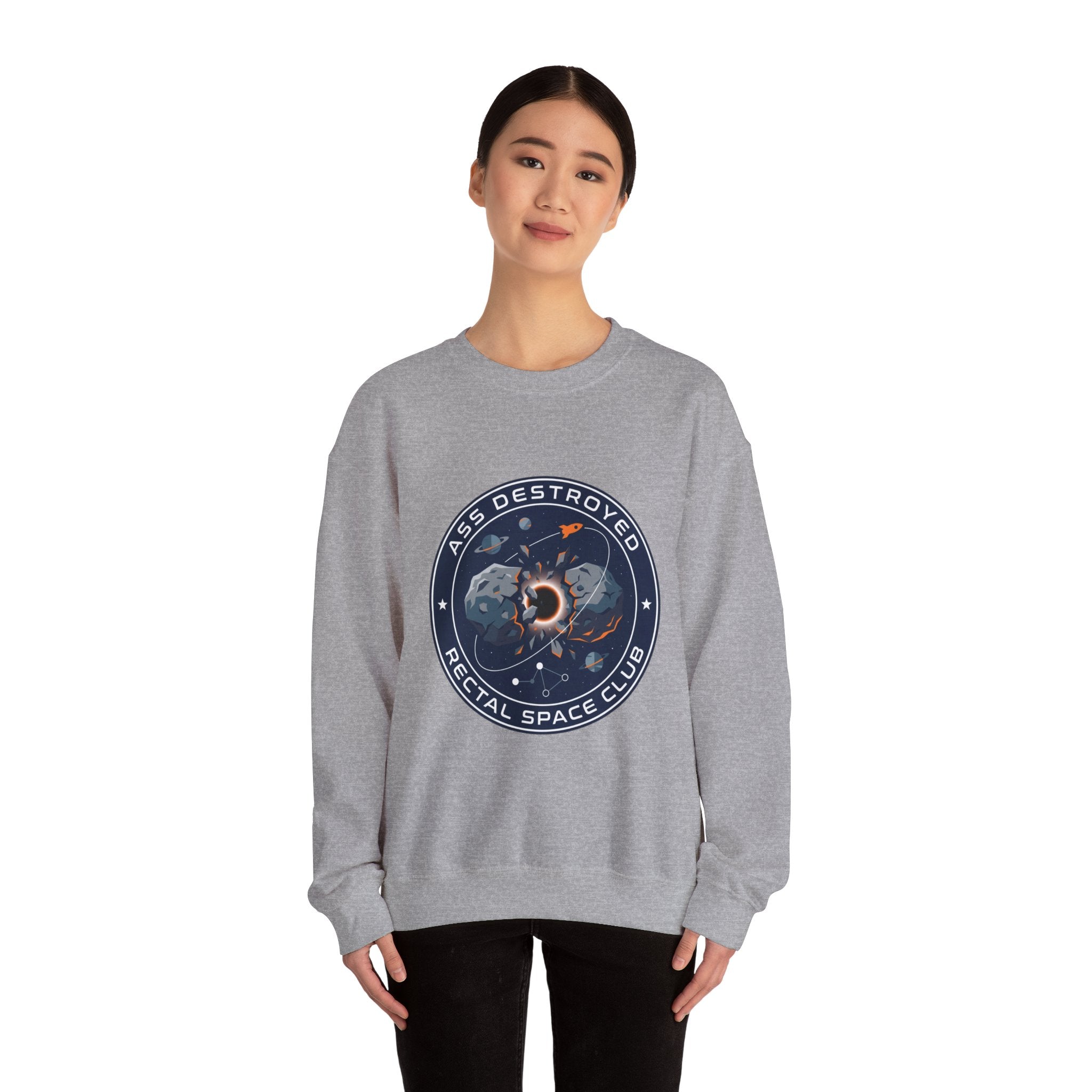 Mission Patch Cosmic Rocket Crewneck, space astronaut, mission patch, hard sci-fi