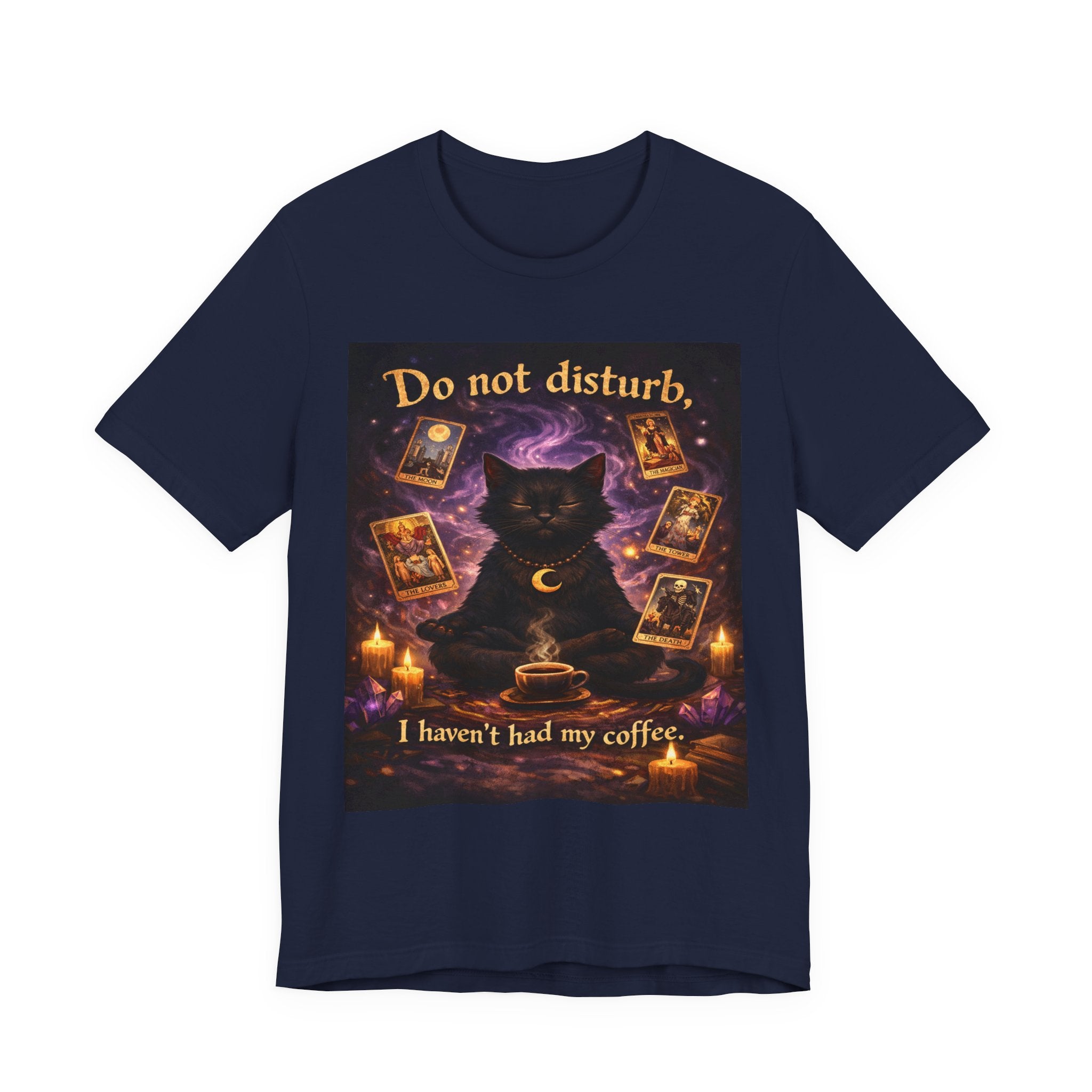Do Not Disturb Cat Coffee Tee — Mystic Black Cat Tarot T-Shirt