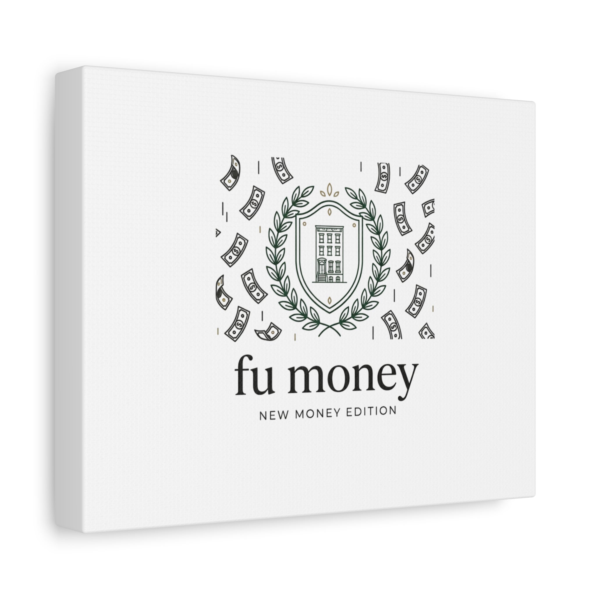 fu money Canvas |New Money Minimalist, Quiet Luxury, Serif Monochrome