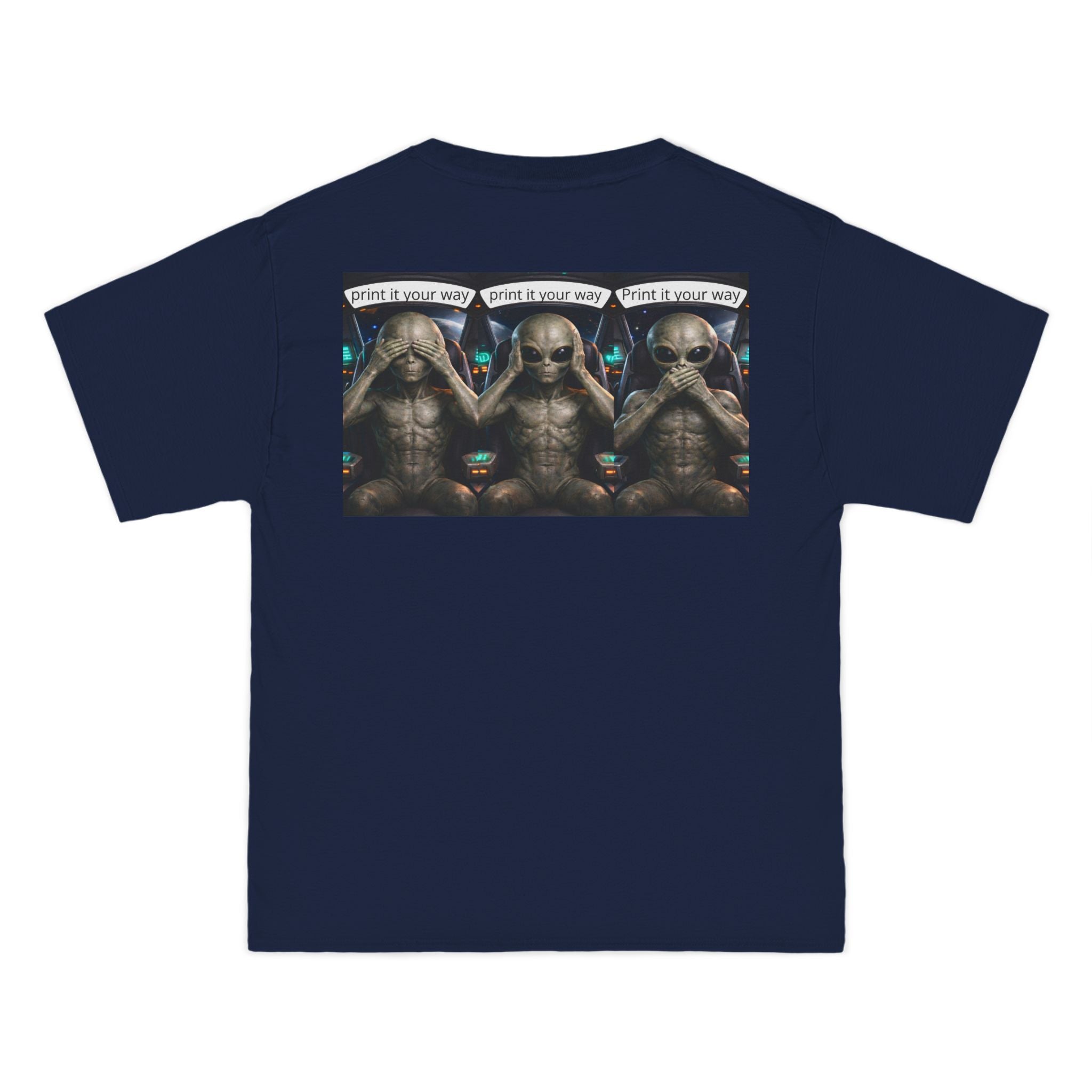 Alien Meditation Graphic T-Shirt — 'See No Evil' Trio Sci‑Fi Tee