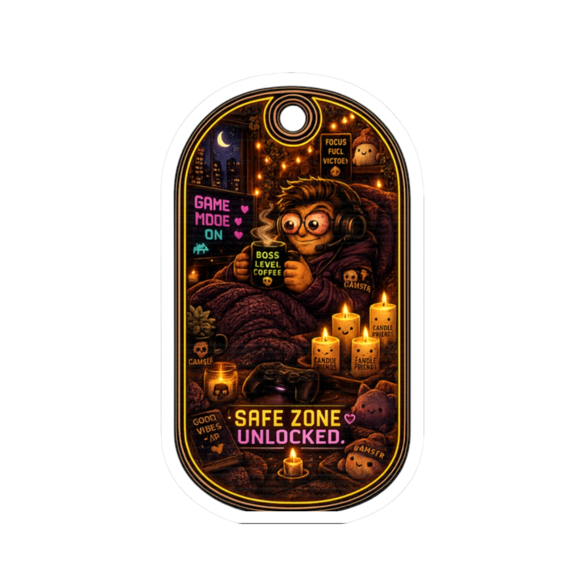 Cozy Safe Zone Unlocked Gaming Sticker — Cozy Gamer Chill Vibes
