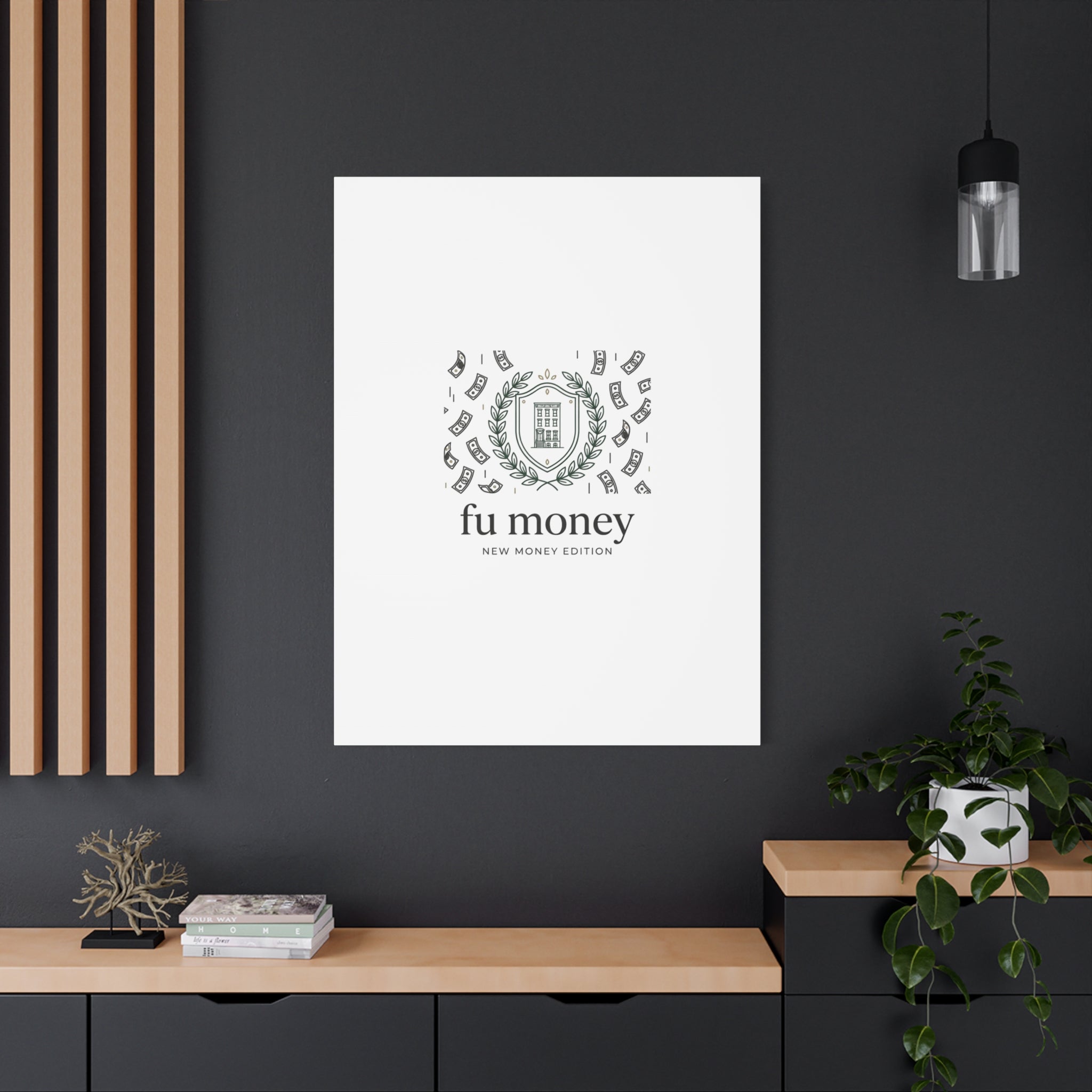 fu money Canvas |New Money Minimalist, Quiet Luxury, Serif Monochrome