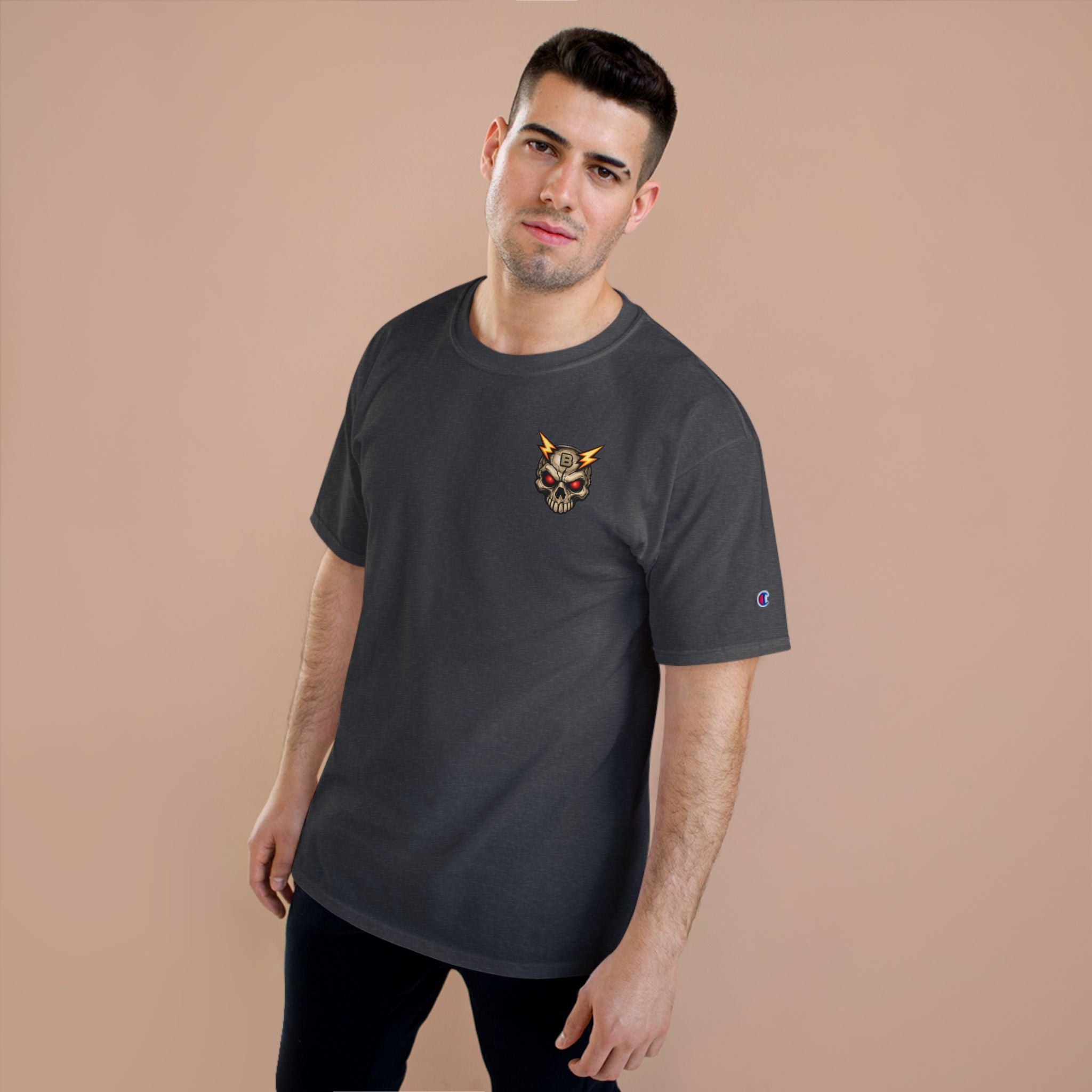 Champion T-Shirt — "I’ll Let You Know When It’s Clear" Gamer Skull Back Print