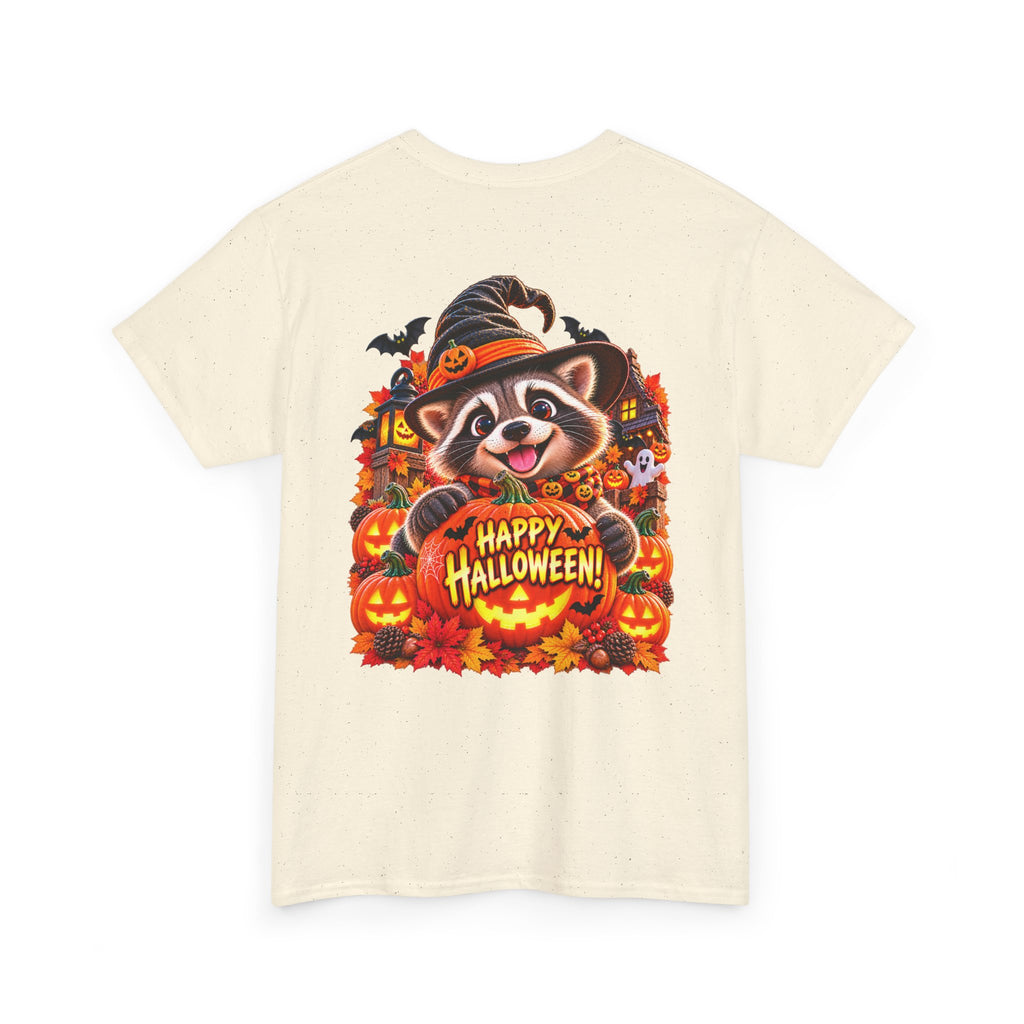 Halloween Raccoon Tee — Cute Jack-o'-Lantern "Happy Halloween" Shirt